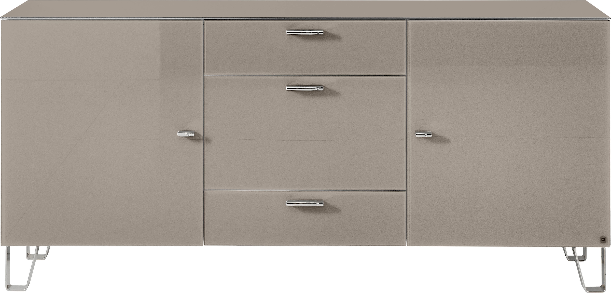 LEONARDO Sideboard »Cube«, mit Sicherheitsglas und edlem MDF Holz, Breite 189 cm