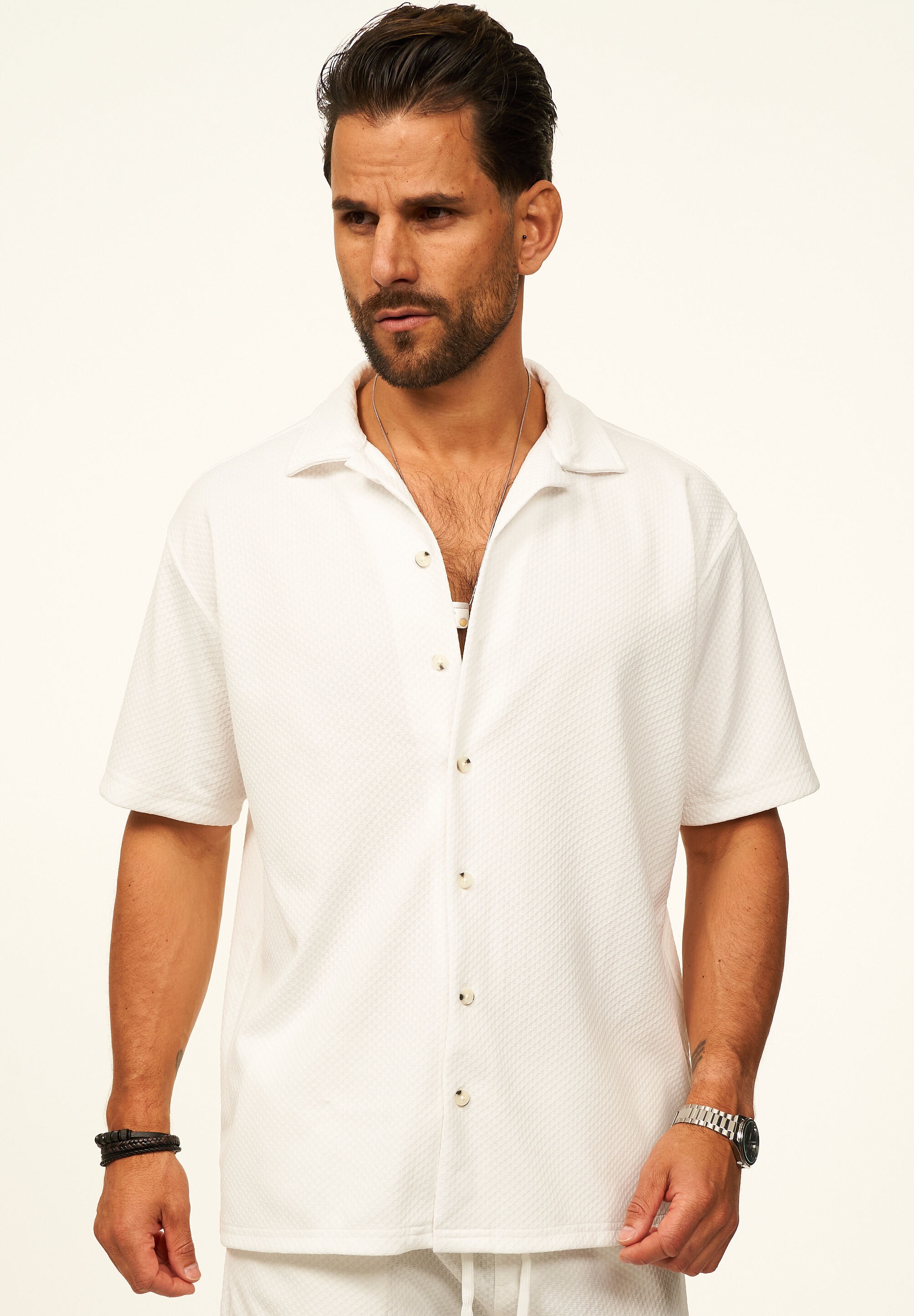 CARISMA Kurzarmhemd »mit Struktur als lässiges Sommerhemd - Poloshirt für Herren« Herren Polohemd T-Shirt im Regular-Fit - Strandhemd