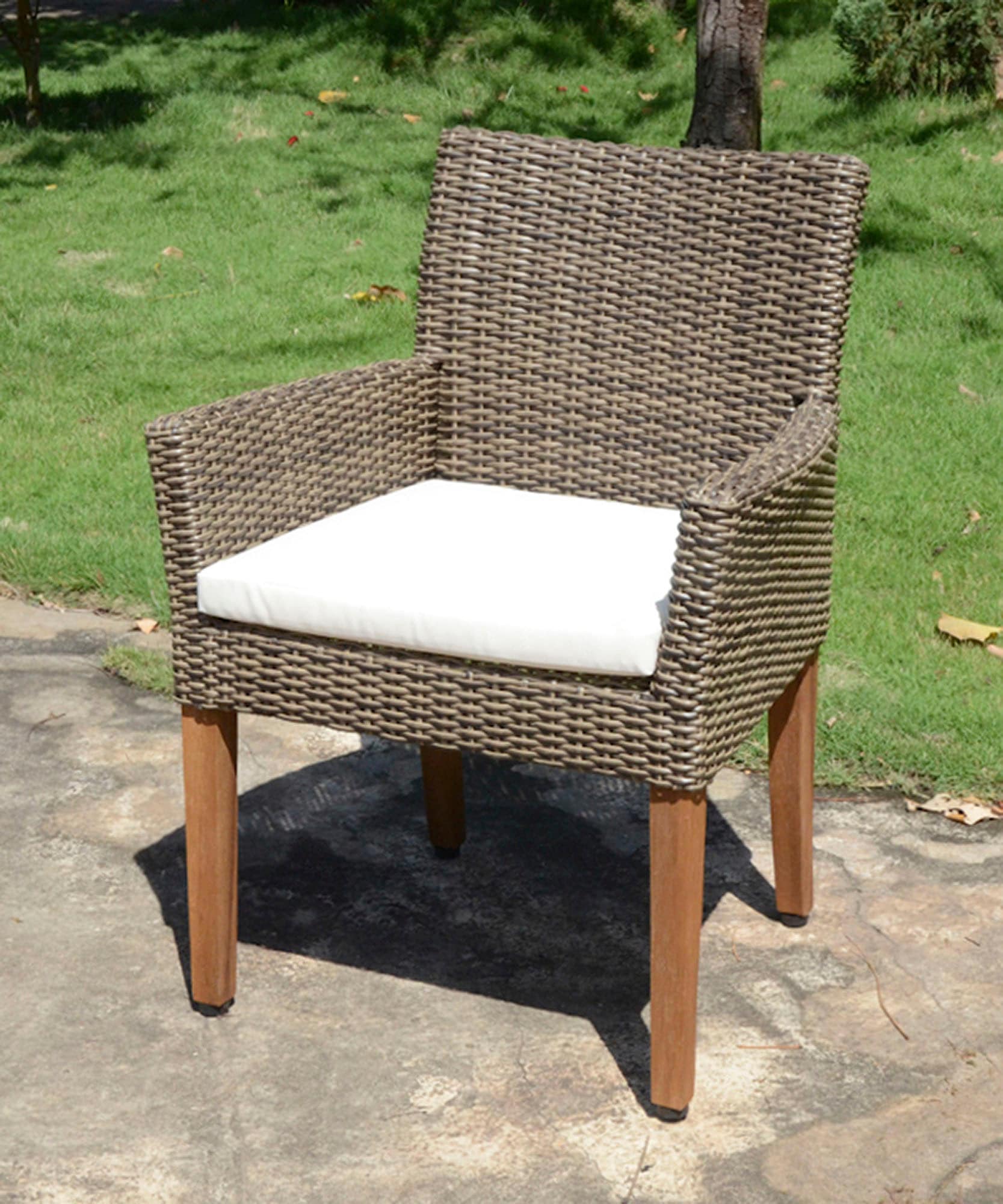 Garden Pleasure Gartenstuhl »PALA«, (Set), 2 St., 2er Set, Akazie/Polyrattan, braun, inkl. Sitzkissen