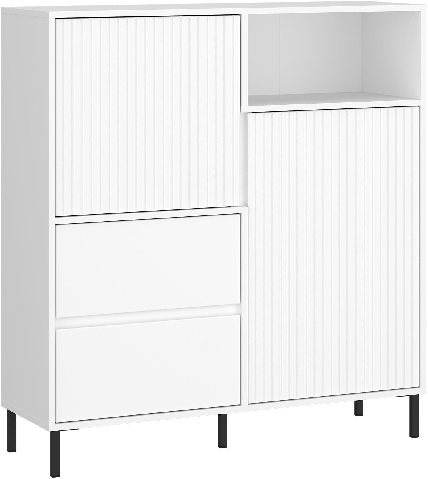 Home affaire Highboard »AVENALE« Highboard mit Metallfüßen, Höhe 105 cm, Soft Close, Fronten geriffelt