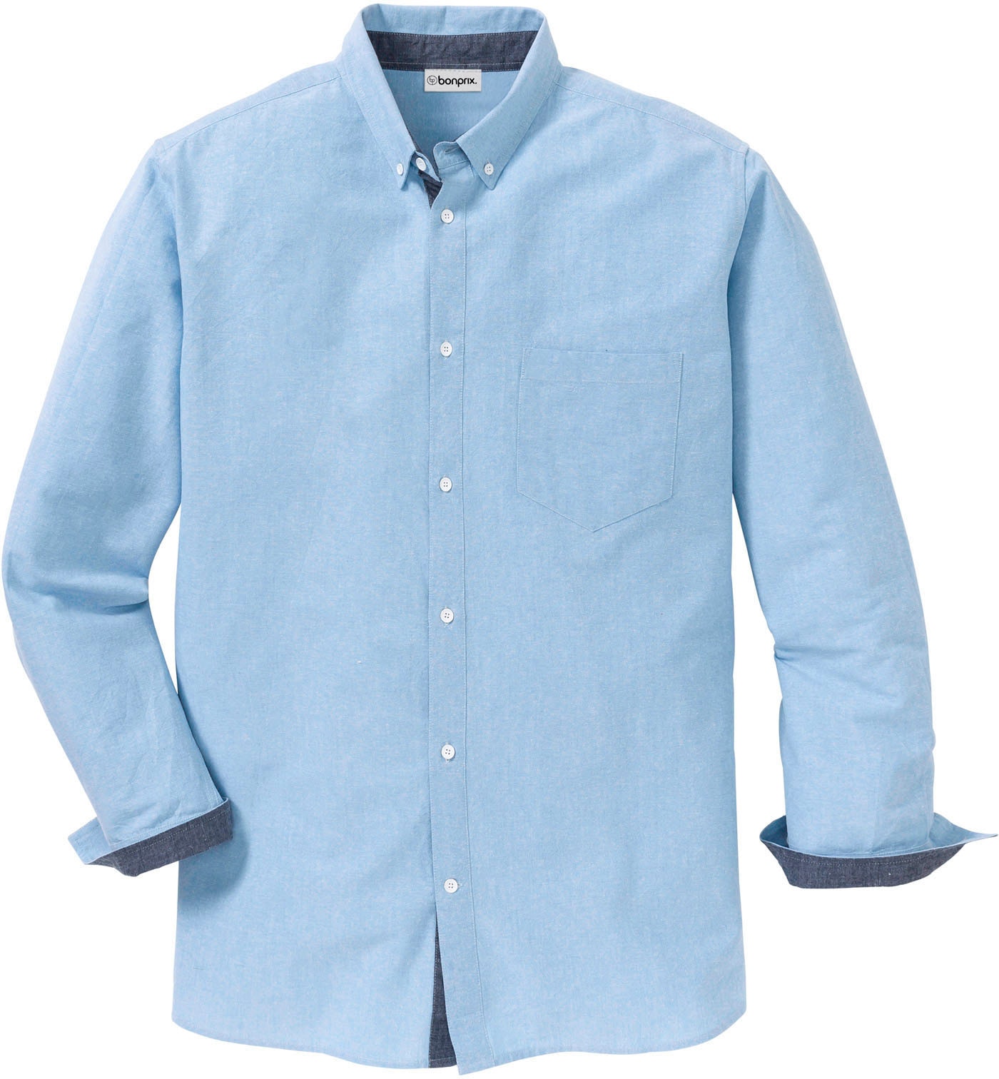 bonprix Langarmhemd »Oxford-Businesshemd aus reiner Baumwolle, Regular Fit« Regular fit, aus reiner Baumwolle, unifarben mit Farbeinsätzen