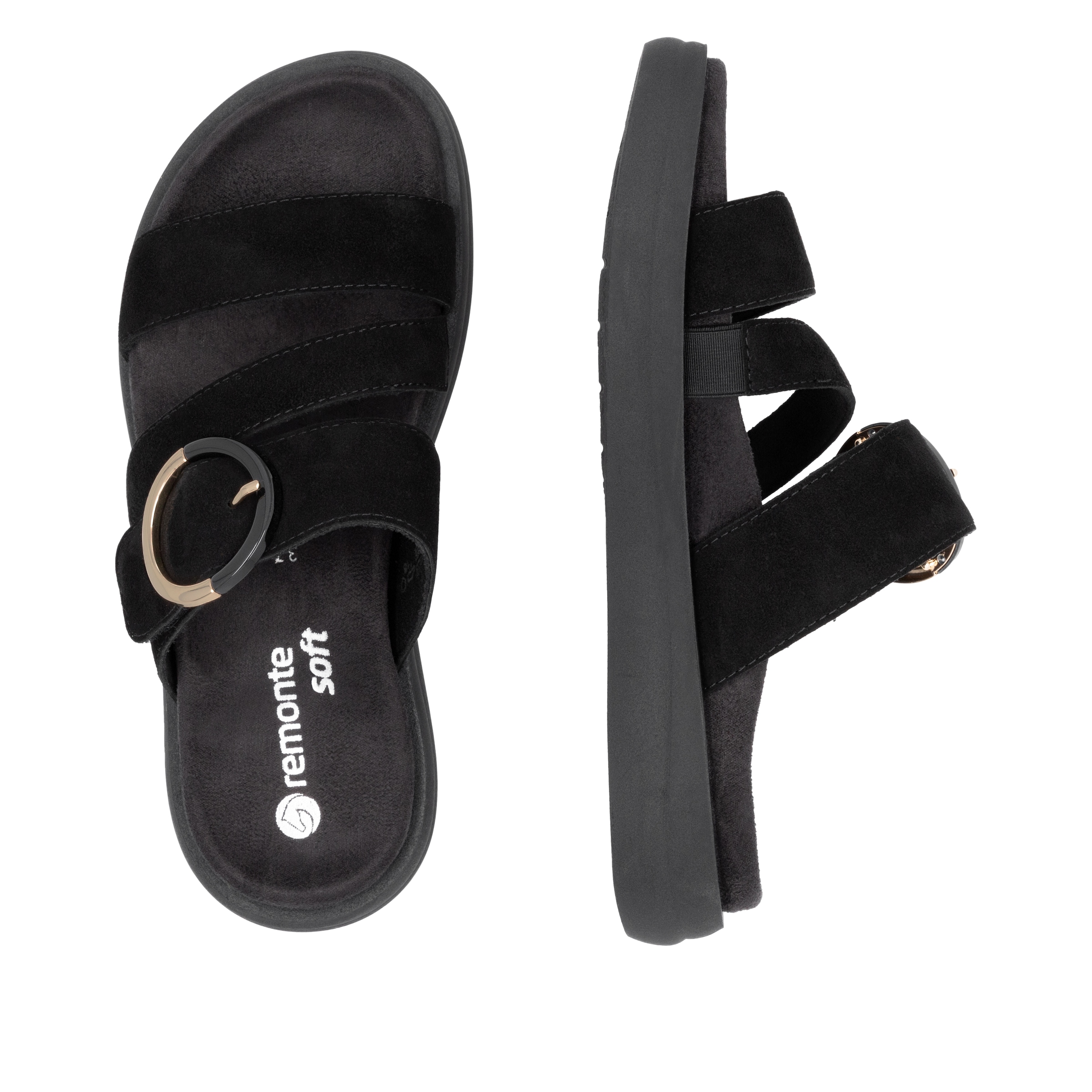 Remonte Pantolette, Sommerschuh, Schlupfschuh, Komfortschuh mit großer Zierschnalle