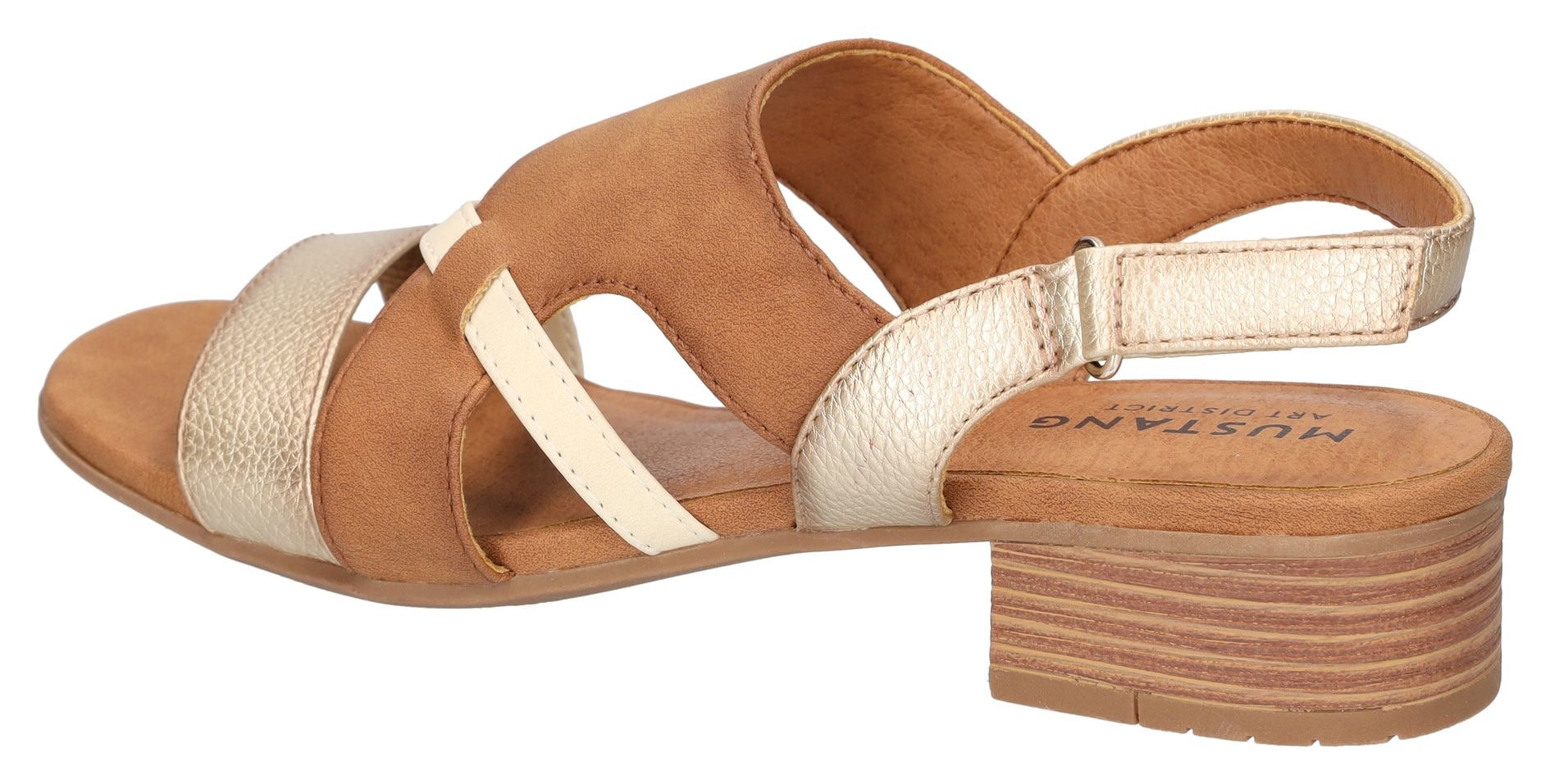 Mustang Shoes Sandalette, Sandalette, Festtagsschuh mit Metallic-Einsätzen