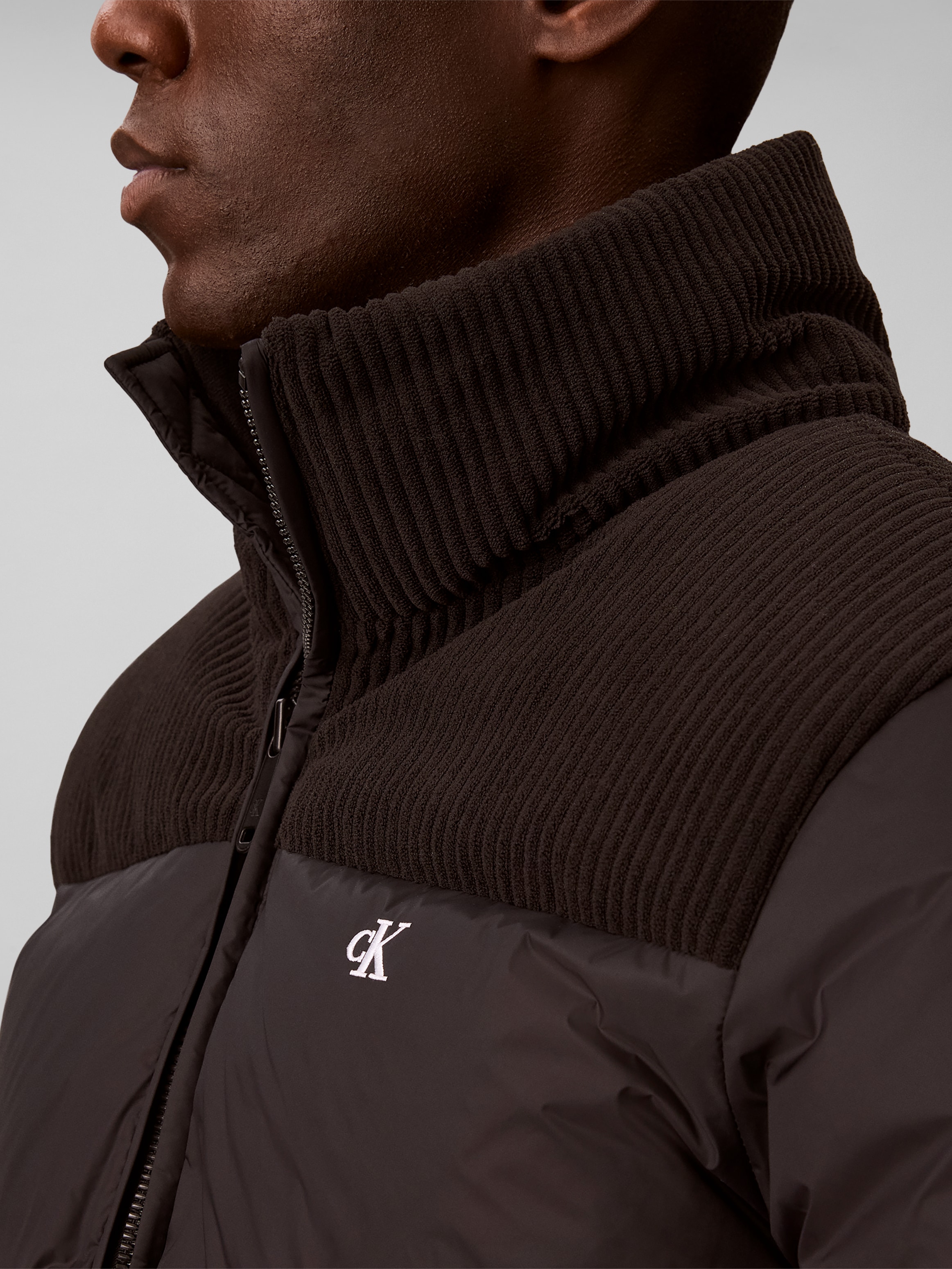 Calvin Klein Jeans Steppjacke »MIXED MEDIA DOWN PUFFER« ohne Kapuze Regular fit mit Stehkragen