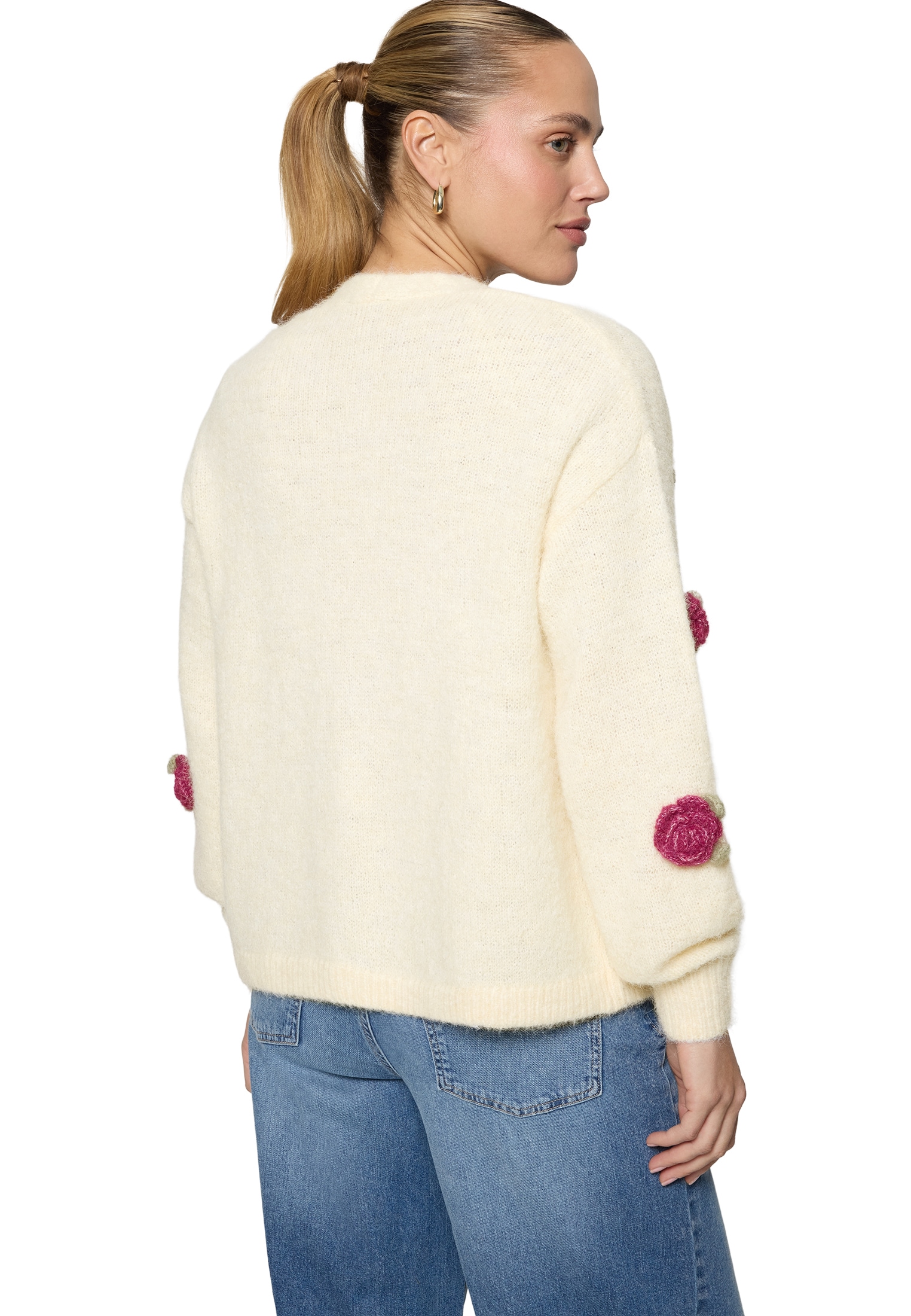 Zero Strickjacke »Strickjacke mit bunten 3D Blumen«
