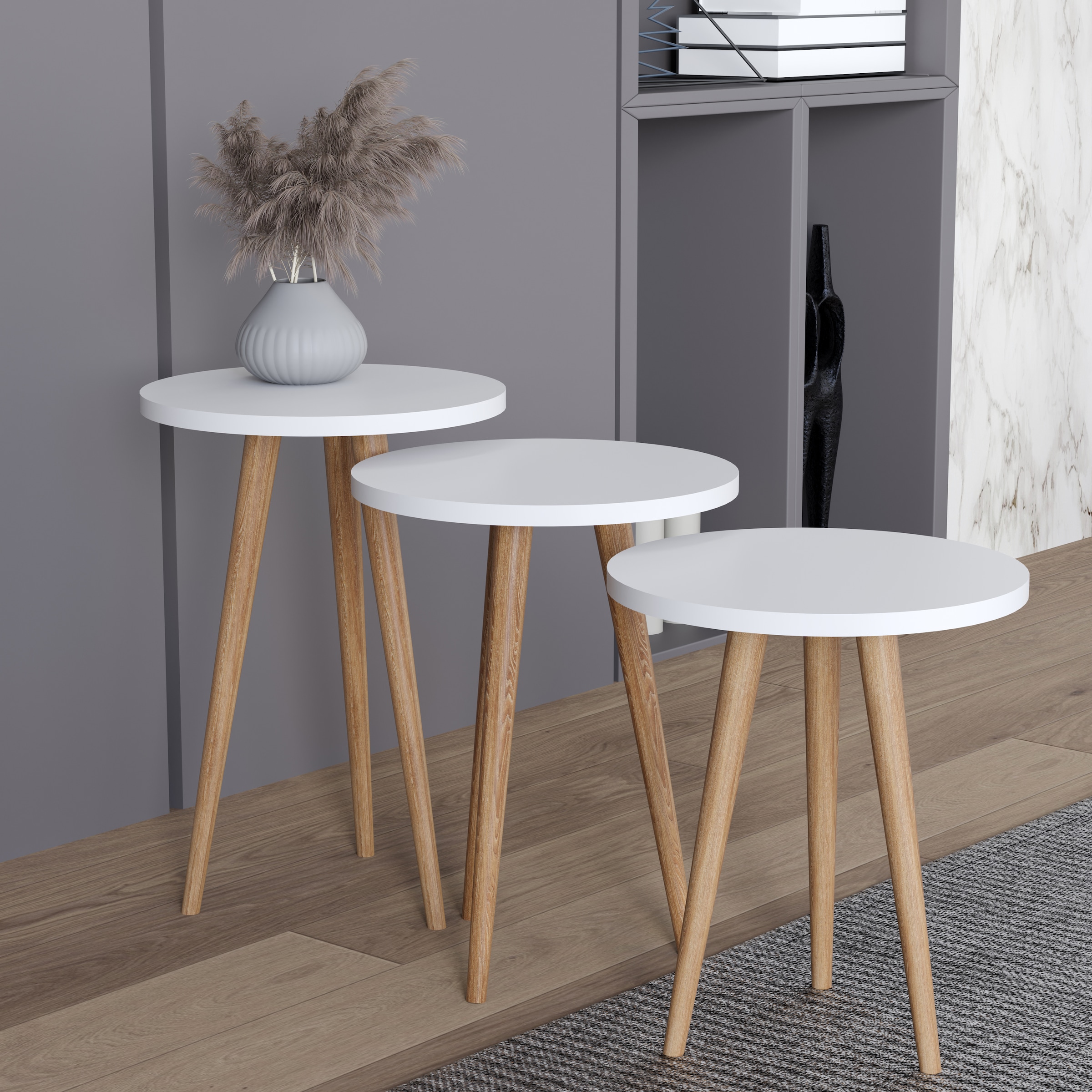 VCM Couchtisch »Barilo« 3-tlg. Set Beistelltisch | Maße ca. H. 42/47/52 x B. 34 x T. 34 cm