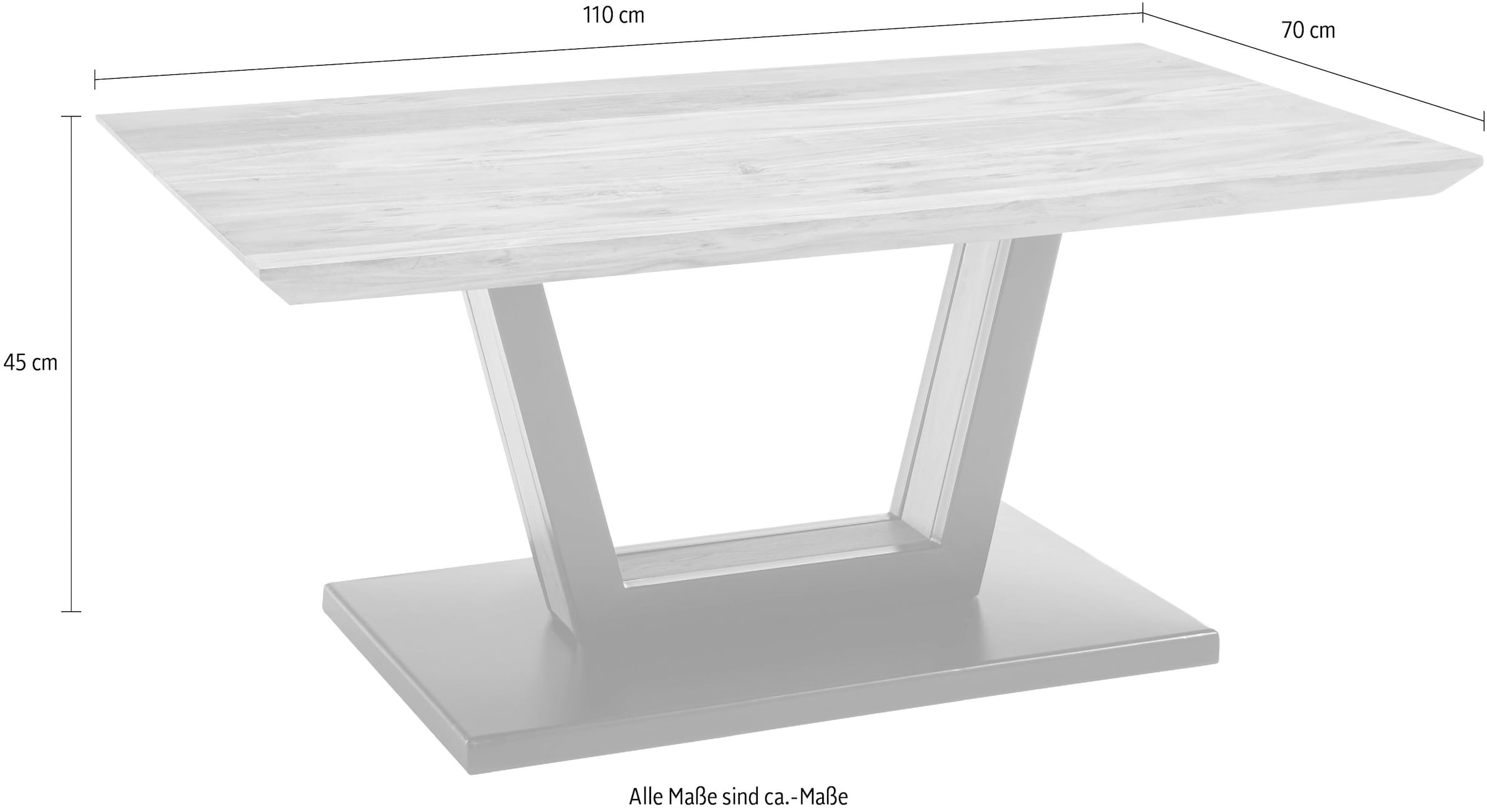 MCA furniture Couchtisch »Bedford«, Wohnzimmertisch Massivholz Akazie Natur lackiert