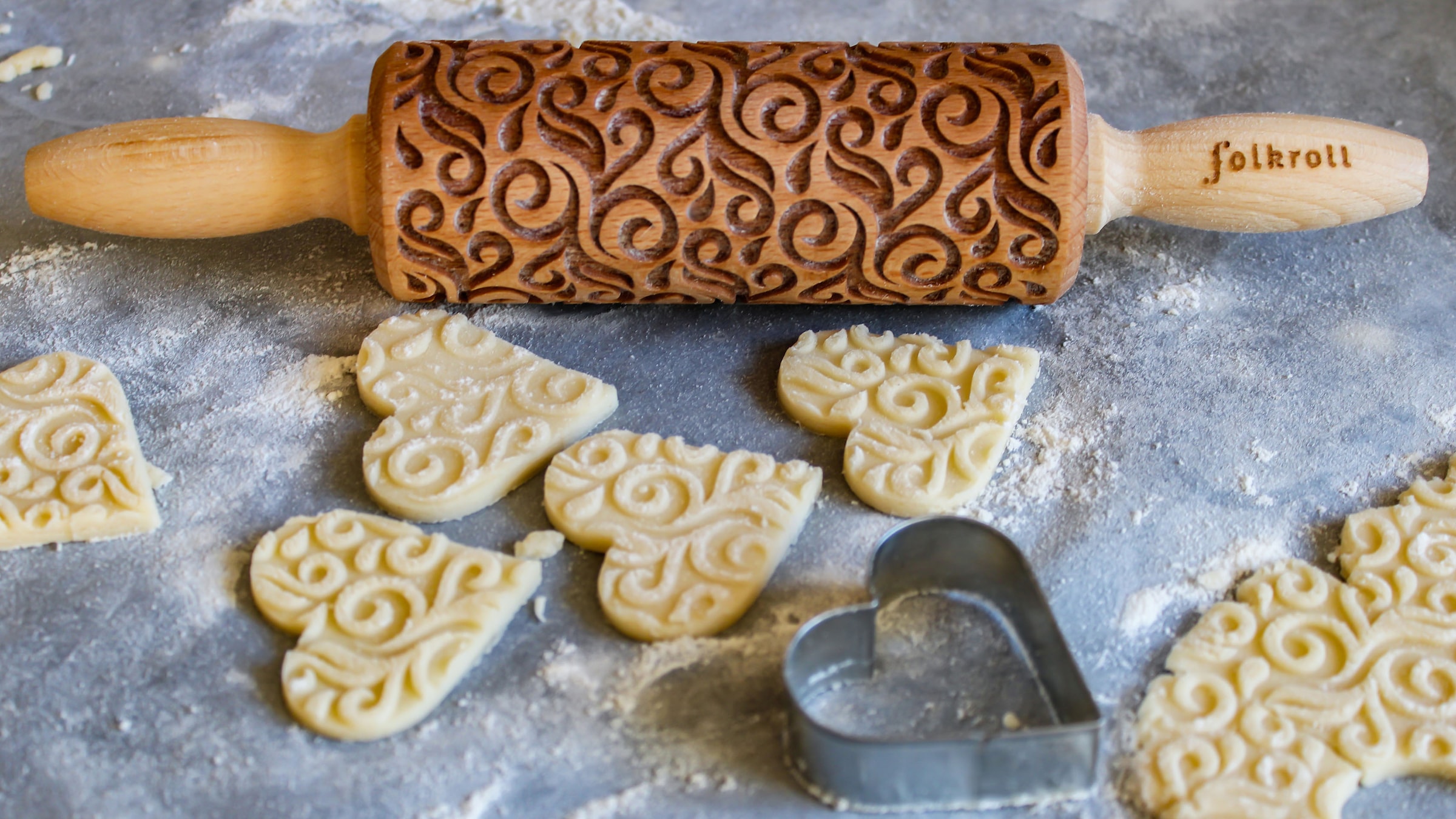 folkroll Teigroller »3D-Motiv-Teigrolle« Floral Deko