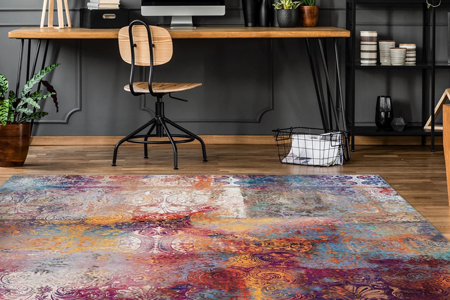 my home Teppich »Mateo«, rechteckig, 6 mm Höhe, abstraktes Design im Vintage-Look, florale Ornamente, flach, Kurzflor