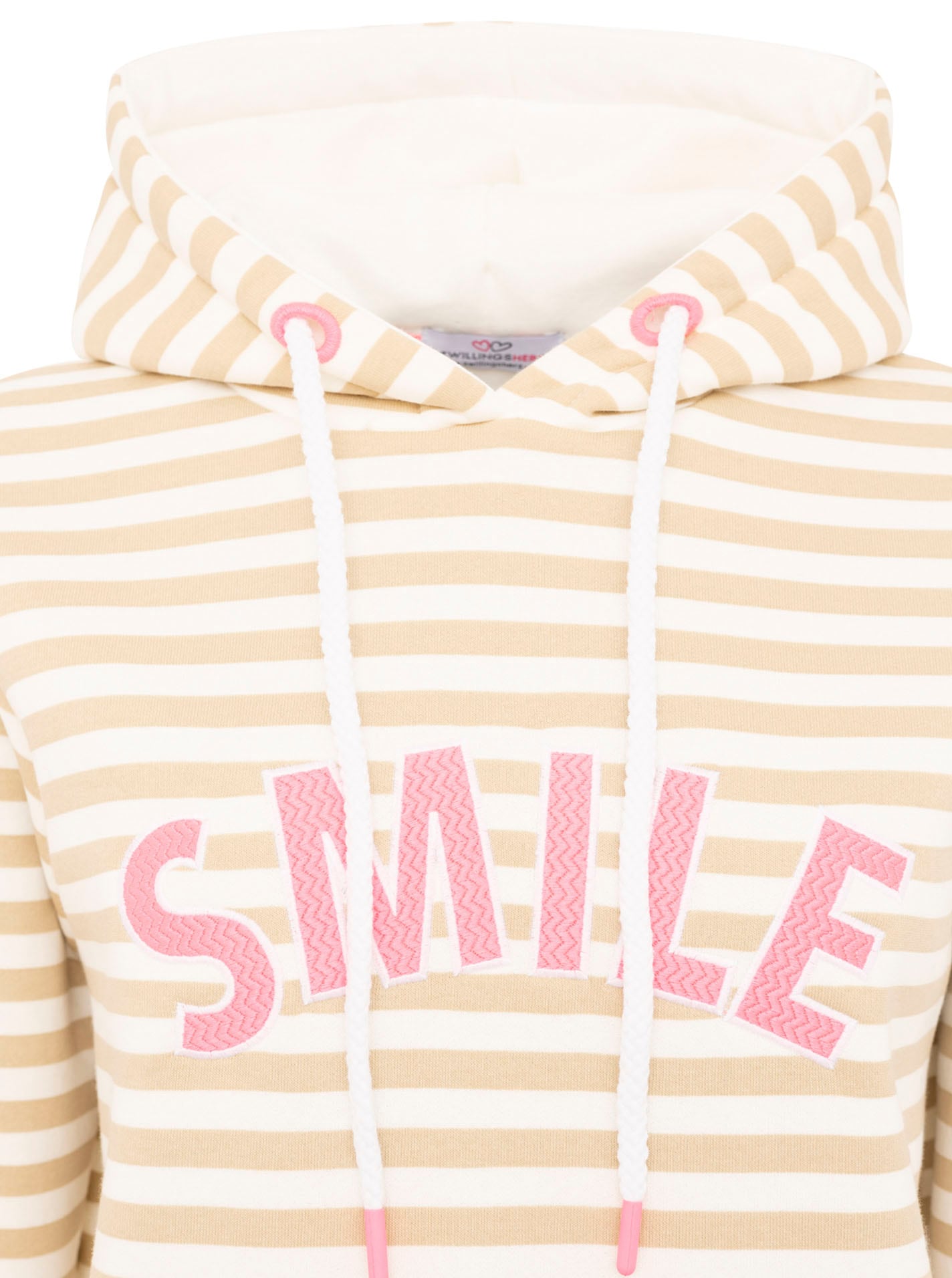 Zwillingsherz Kapuzensweatshirt »"Streifen Smile"«, gestreifter Hoodie mit SMILE Stickerei und Tasche