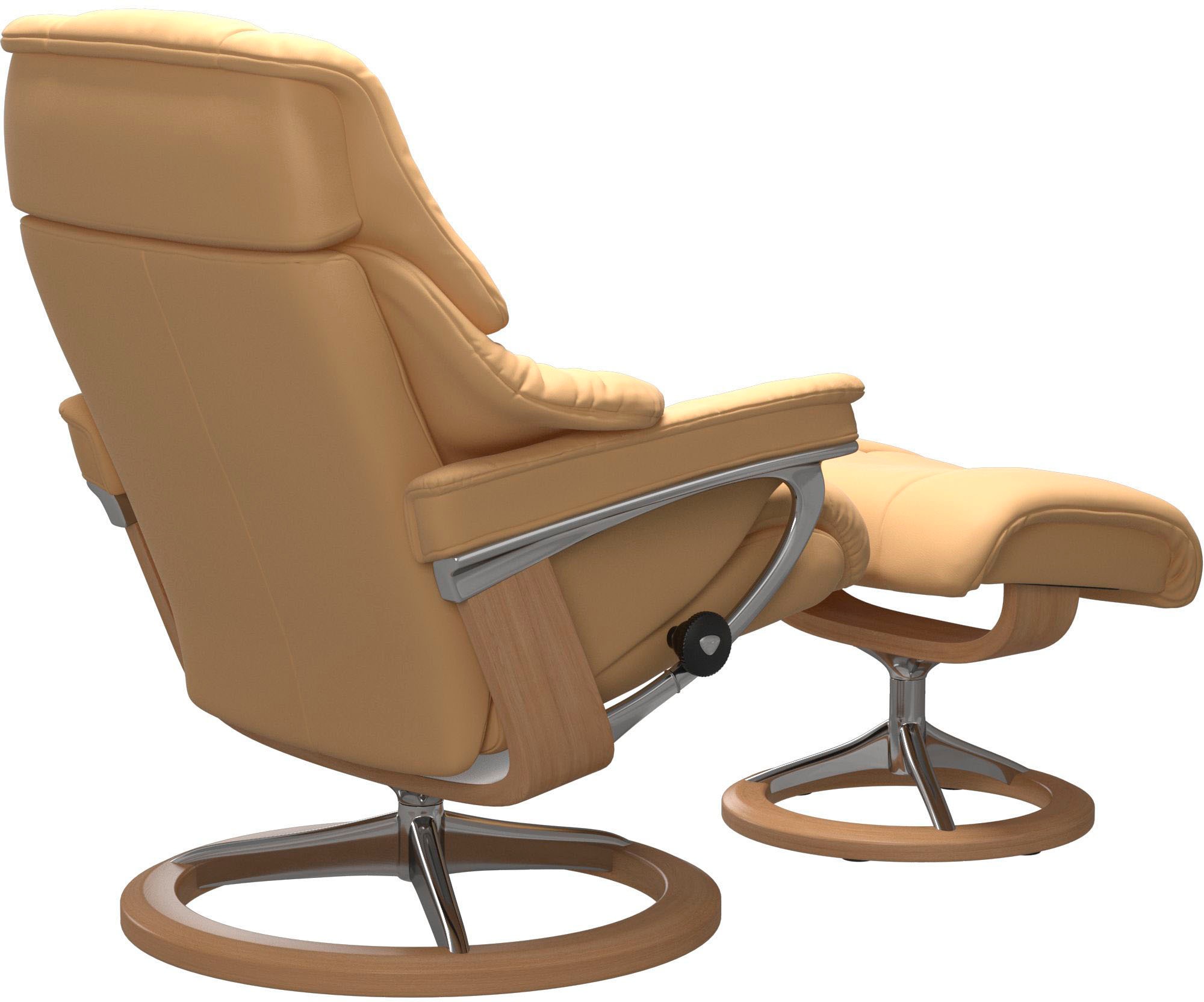 Stressless® Relaxsessel »Reno«, (Set, Relaxsessel mit Hocker), mit Hocker, mit Signature Base, Größe S, M & L, Gestell Eiche
