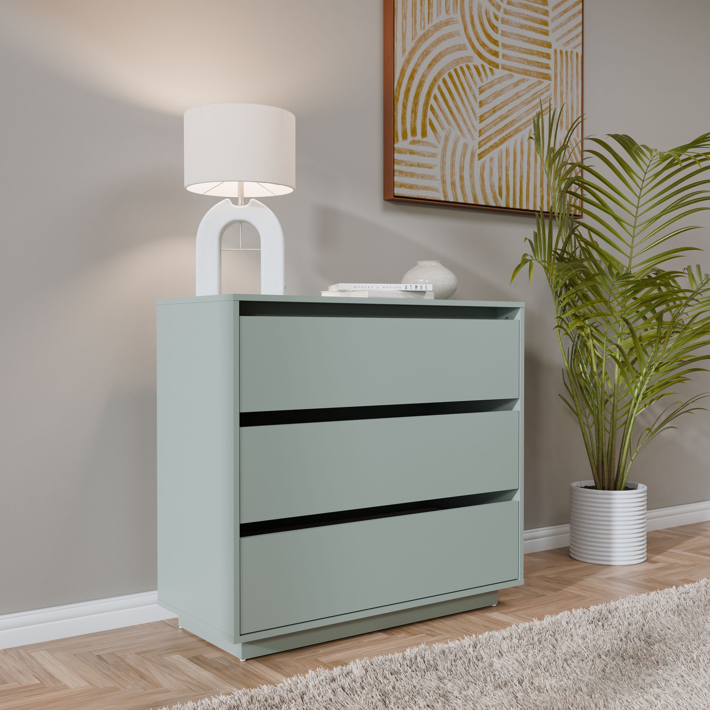 FORTE Kommode »Tahoe Kommode, 3 Schubkästen, grifflos, Stauraum« B/H/T 93,5/86,7/41,4 cm viel Stauraum