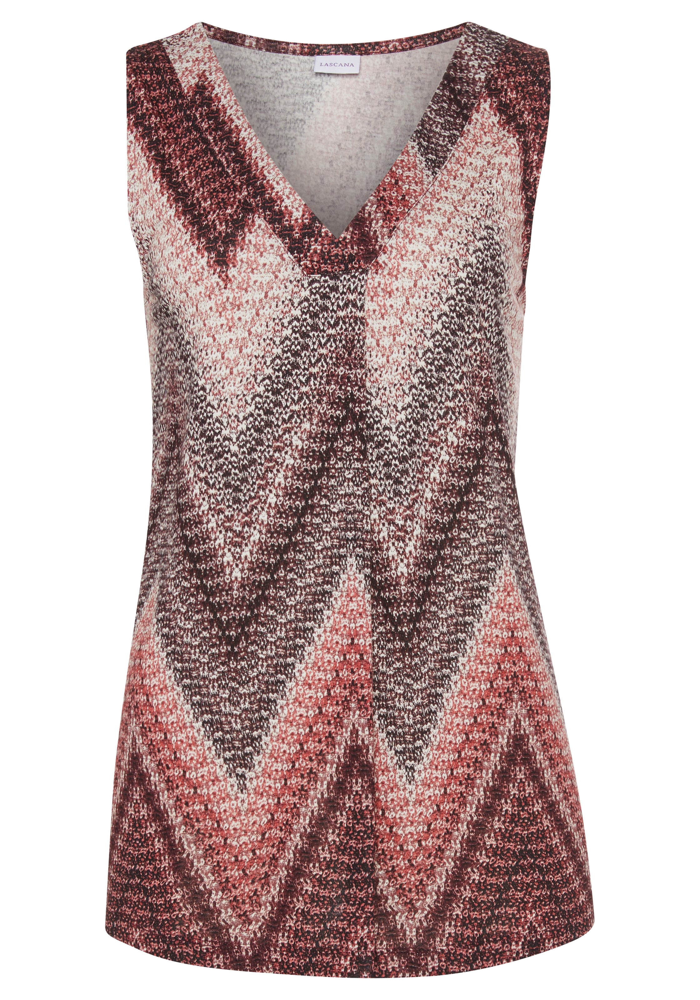 LASCANA Tanktop, mit Alloverprint und V-Ausschnitt, sommerliches Blusentop