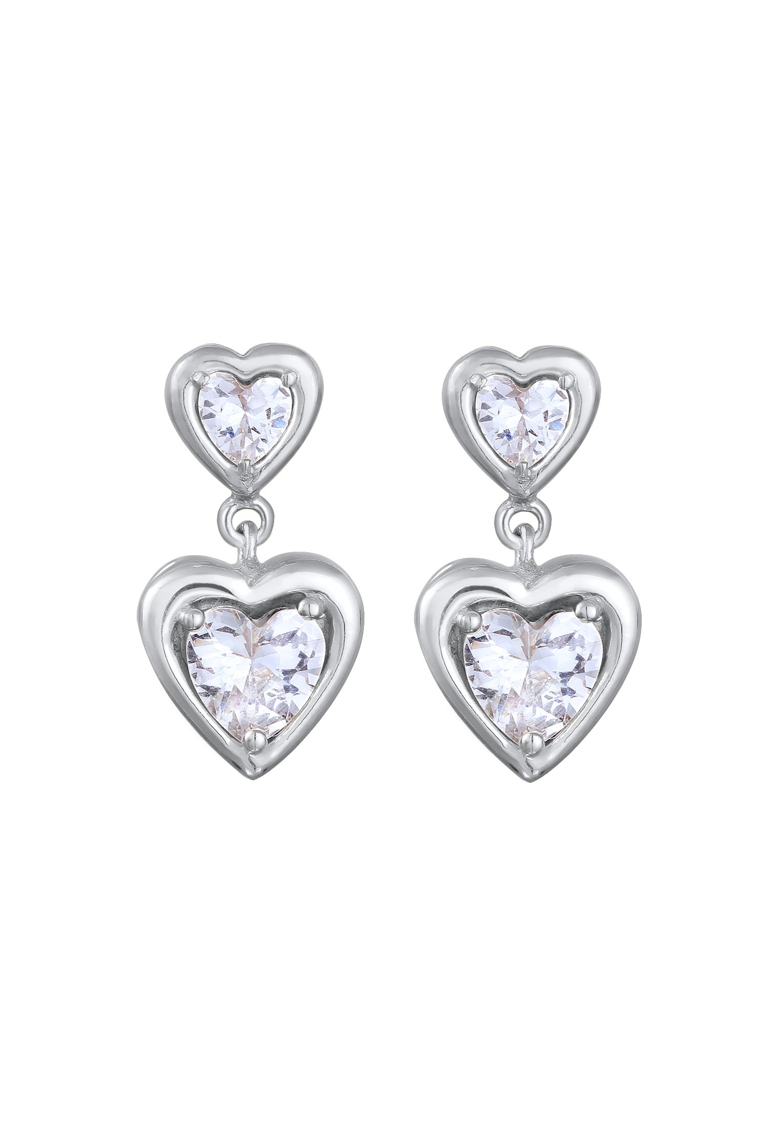 Elli Paar Ohrstecker »Ohrringe Herz Zirkonia Weiß 925 Sterling Silber«