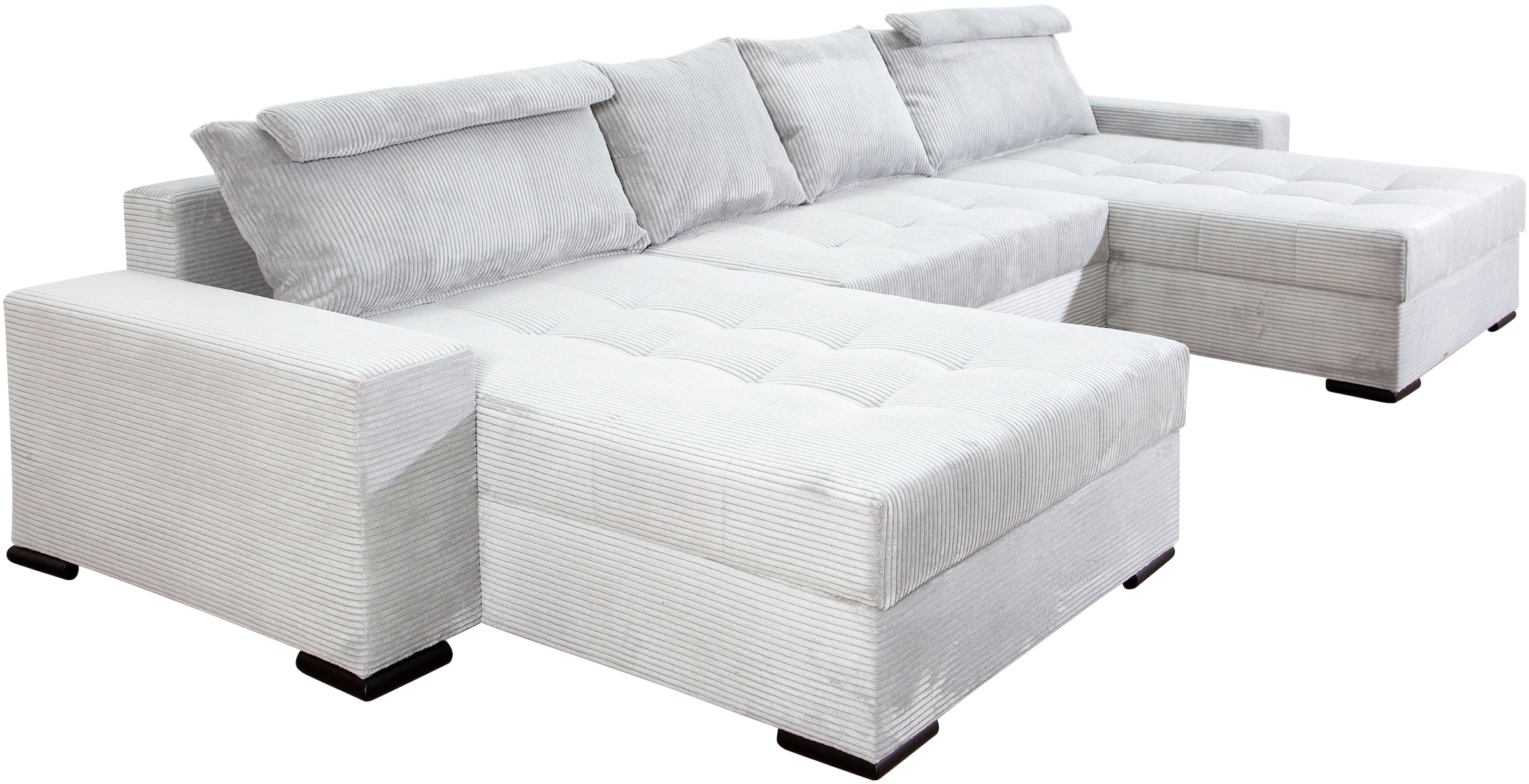 COLLECTION AB Wohnlandschaft »Josy XXXL-Relax U-Form, B: 352 cm«, mit Bettfunktion, Bettkasten & 2 Nackenkissen, Federkern