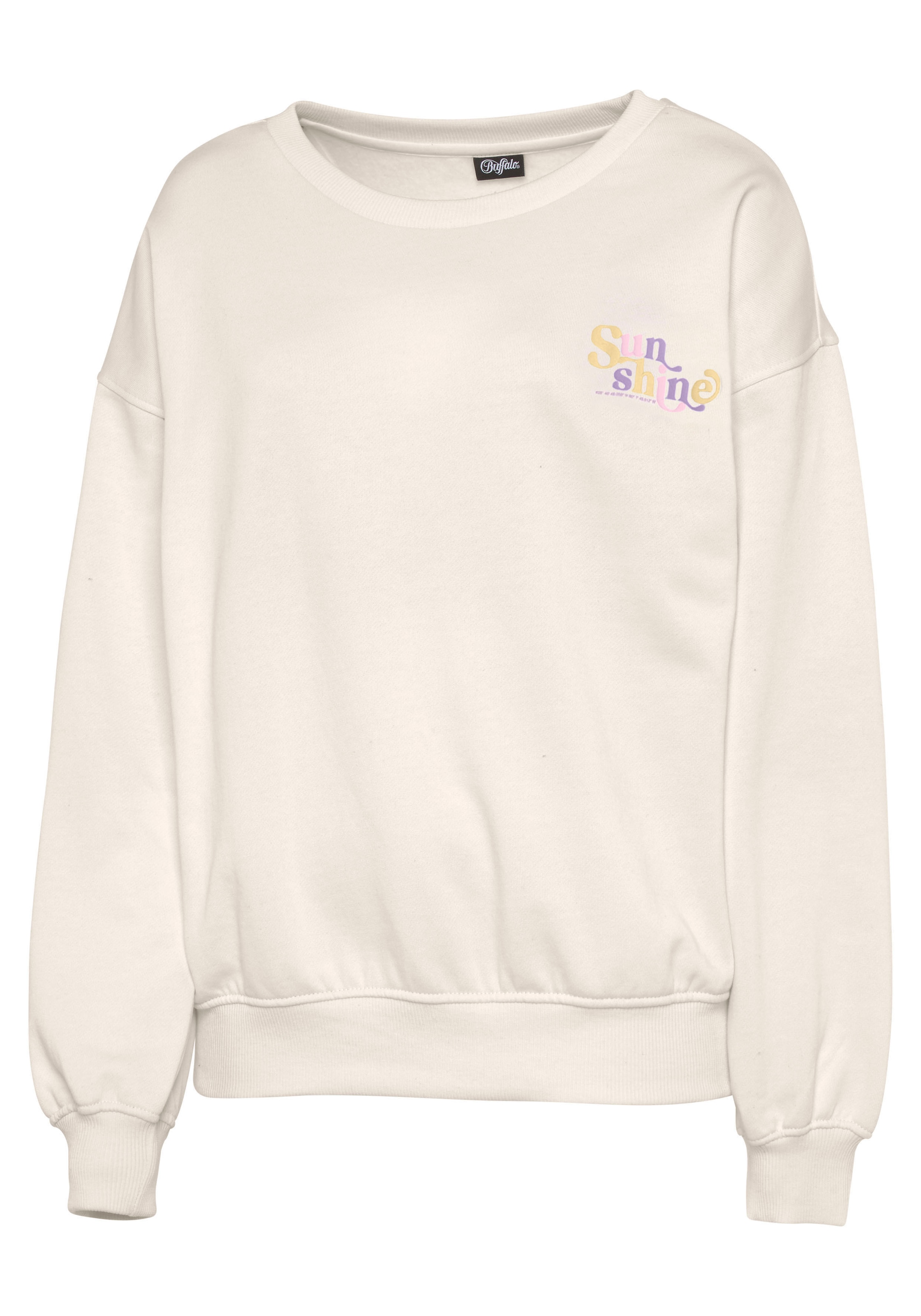 Buffalo Sweatshirt, mit Rippbündchen und Sunshine Druck, Loungewear