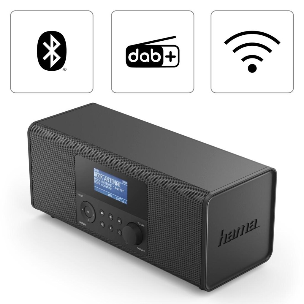 Hama Digitalradio (DAB+) »DAB/DAB+ Internet Radio, Digitalradio mit Bluetooth DIR3020BT«, (WLAN 6 W)