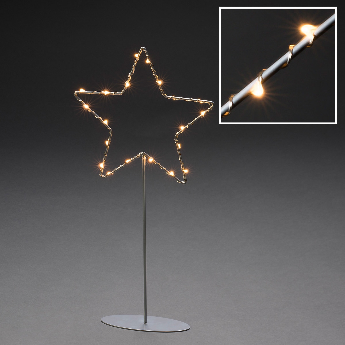 KONSTSMIDE LED Stern »Weihnachtsstern, Weihnachtsdeko«, 20 flammig-flammig, LED Metallstern m. Metall-Fuß, sfb. lackiert, mit sfb. Draht umwickelt