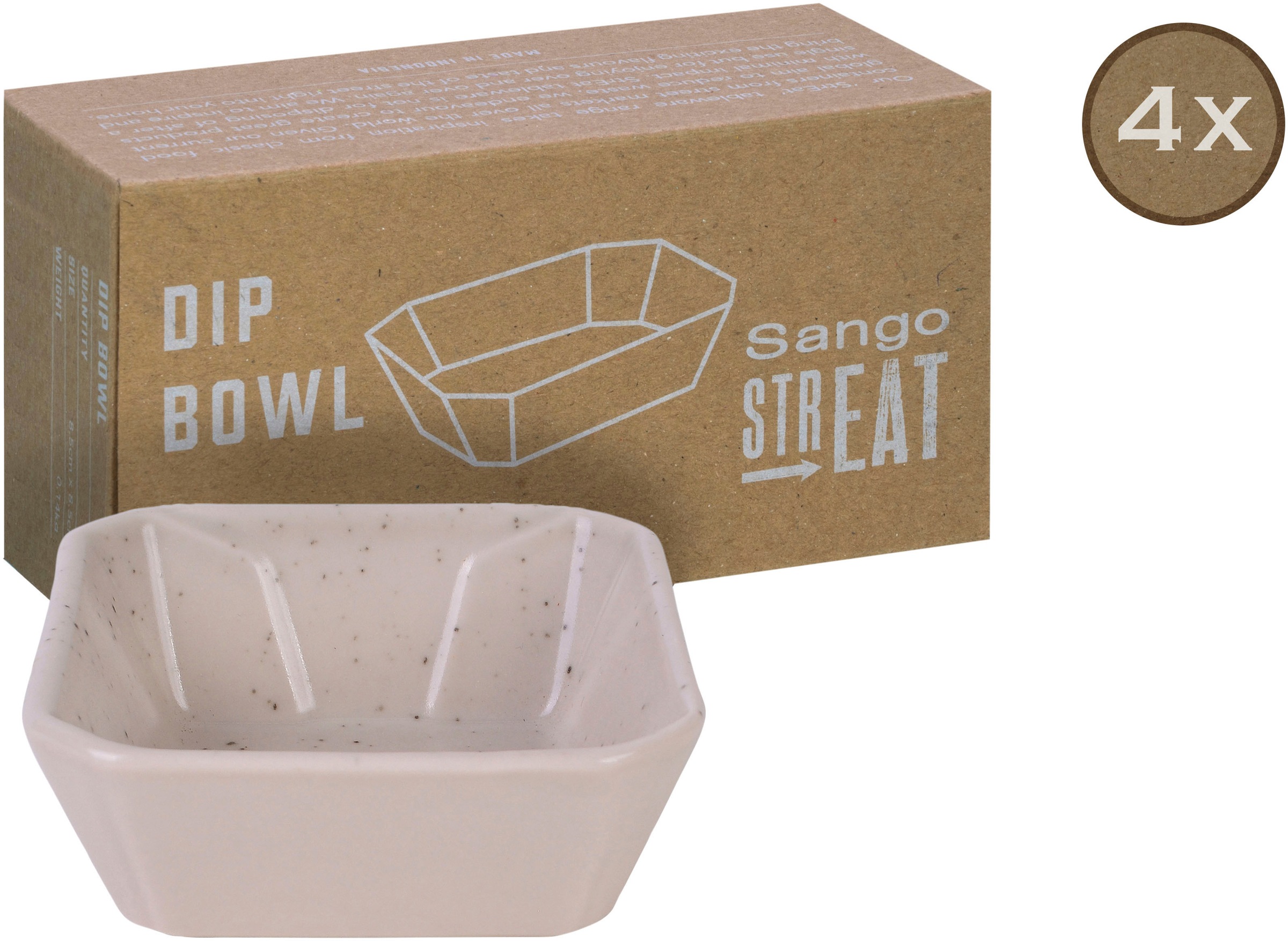 CreaTable Servierschale »Dip Bowl«, 4 tlg., aus Steinzeug, Dipschale, Snackschale, Topaktueller „Streat Food“ Trend