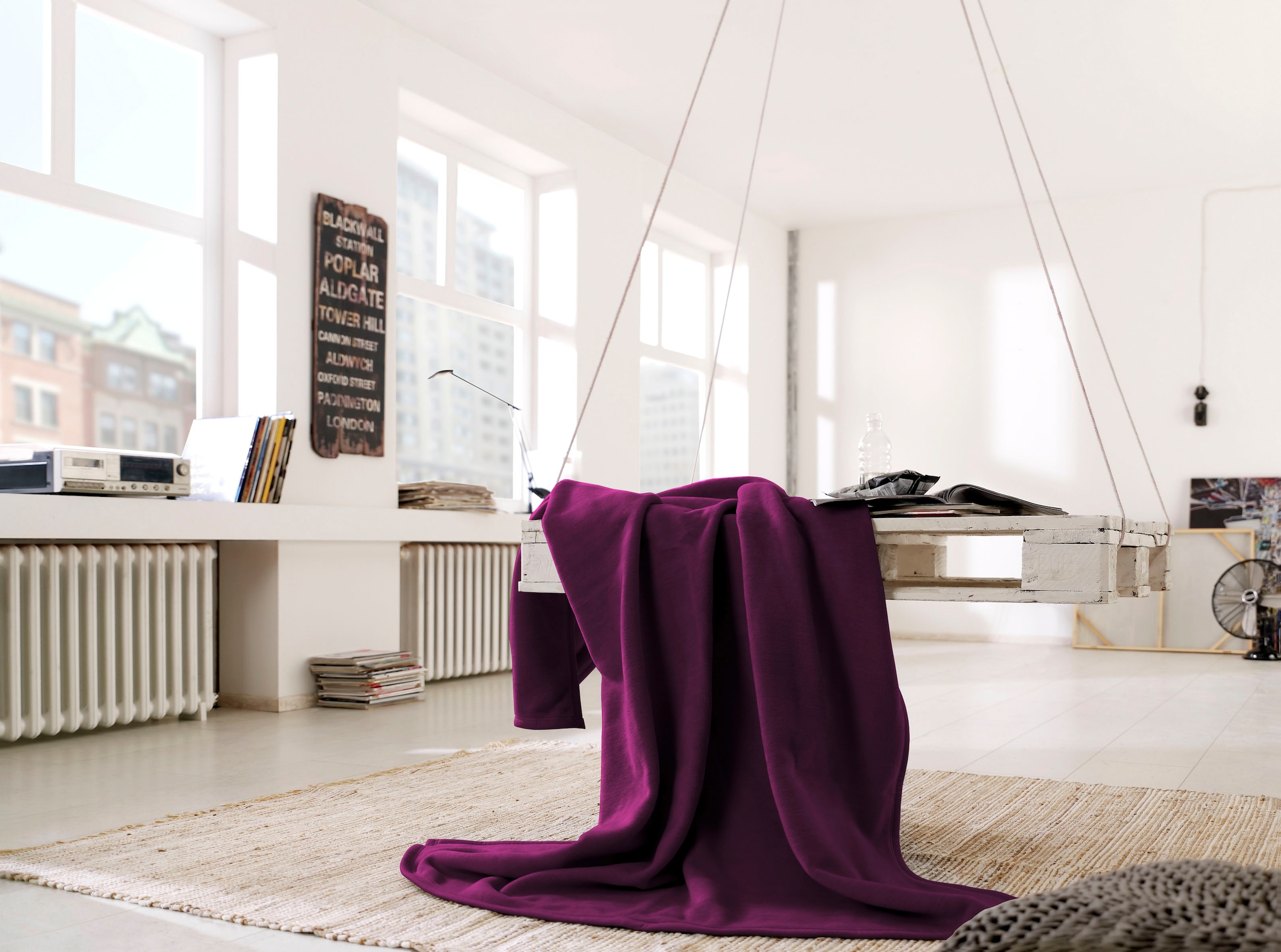 Biederlack Wohndecke »Wohndecke Cotton Home«, im Uni Design, Kuscheldecke