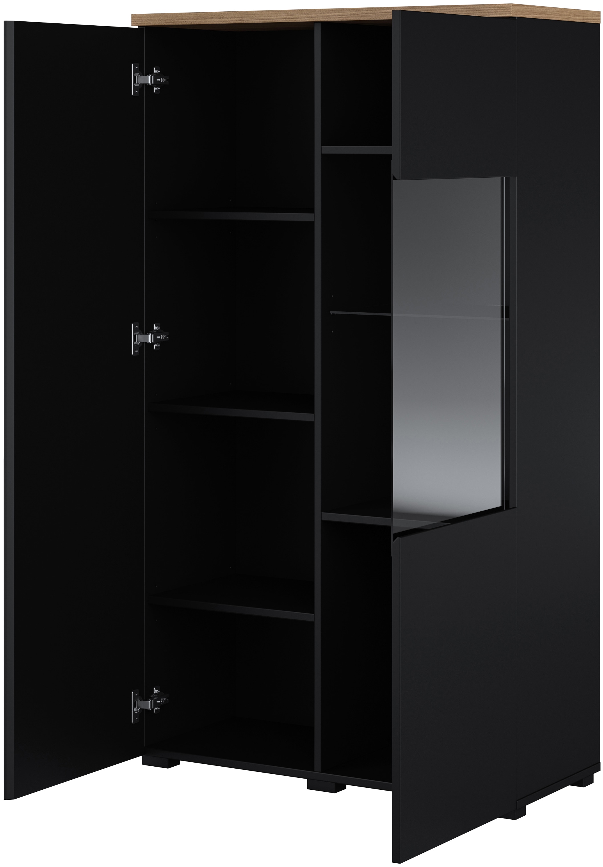 OTTO home Vitrine »Modo, Breite 80 cm, moderner griffloser Vitrineschrank« Vitrine mit viel Stauraum, Einlegeböden verstellbar, Glastür