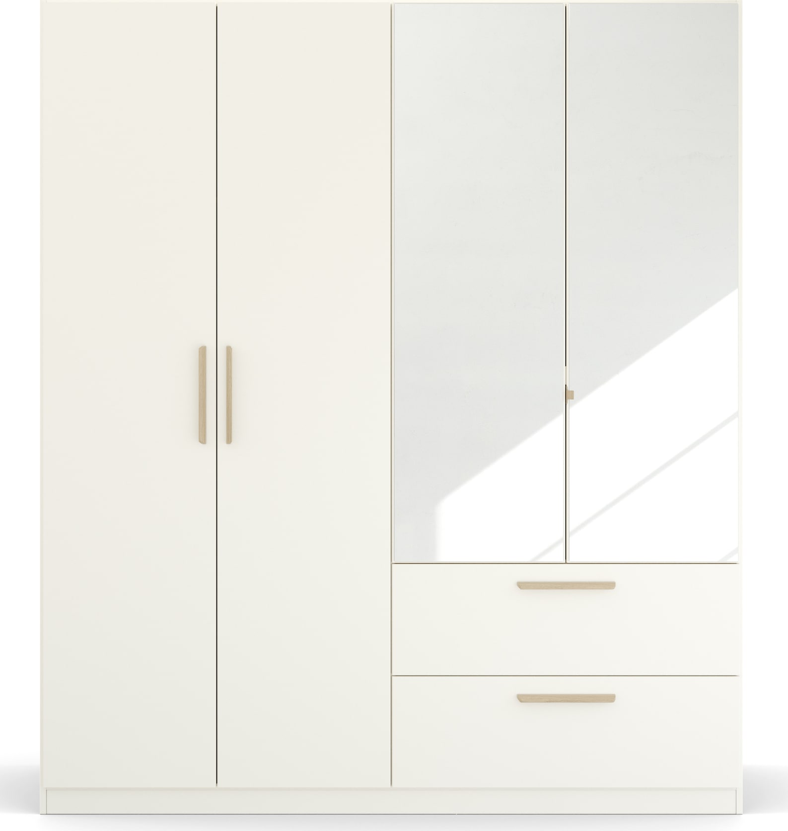 rauch Kleiderschrank »Skandi by Quadra Spin Schlafzimmerschrank« im Landhaus-Stil mit Massivholzgriffen, mit Schubladen und Spiegel