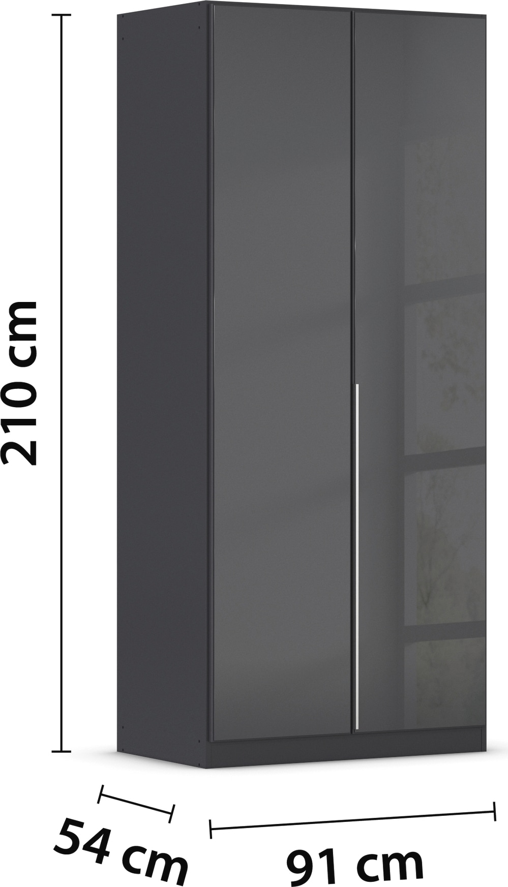 rauch Drehtürenschrank »Kleiderschrank Kleiderschränke Schrank Garderobe AGORDO mit Glasfront« in zwei Griff-Farben, Breiten 91-360 cm,  durchdachte Innenausstattung, in 7 Breiten und 2 Höhen MADE IN GERMANY