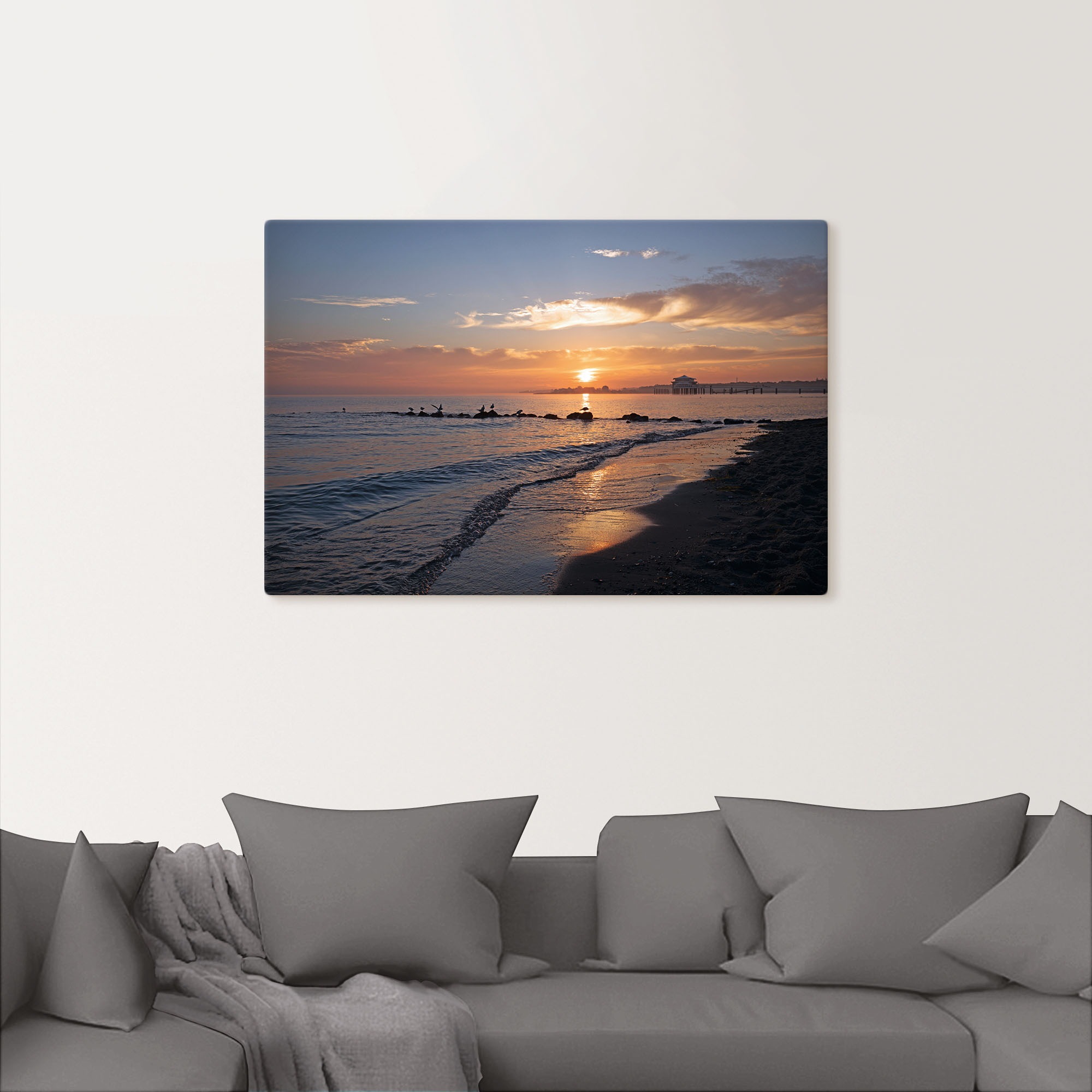 Artland Wandbild »Sonnenaufgang am Ostseestrand«, (1 Stück), in vielen Größen & Produktarten - Alubild / Outdoorbild für den Außenbereich, Leinwandbild, Poster, Wandaufkleber / Wandtattoo auch für Badezimmer geeignet