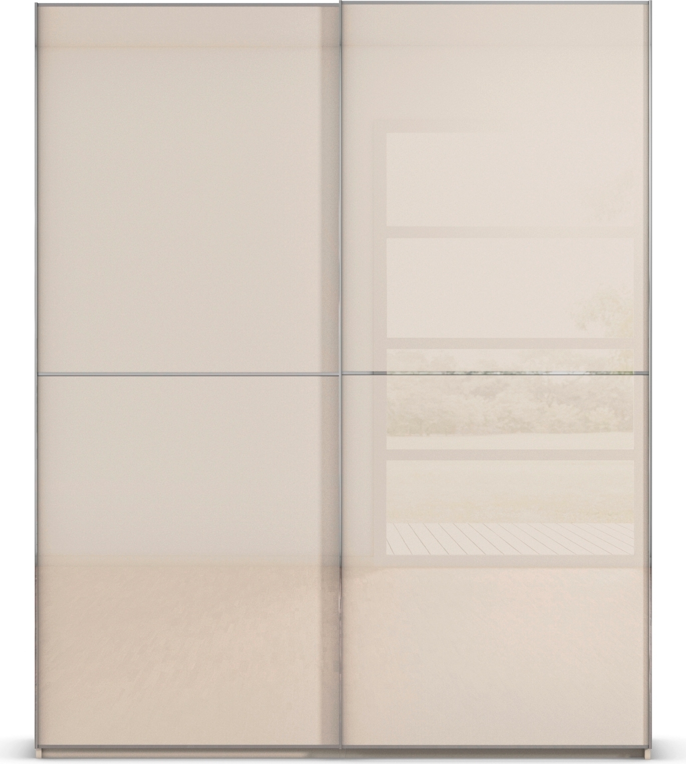 rauch Schwebetürenschrank »Kleiderschrank Schrank Garderobe Schlafzimmerschrank SCALE-DUO« edle zweigeteilte Türen Glas-Front mit 3 Zierleisten MADE IN GERMANY