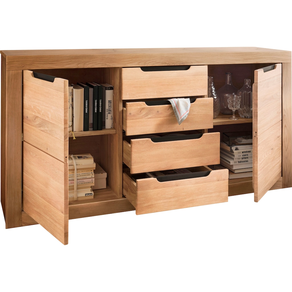 Wohnglücklich by Infantil Sideboard »Basel«, Schrank, Kommode Wildeiche massiv Breite 160 cm, Landhaus