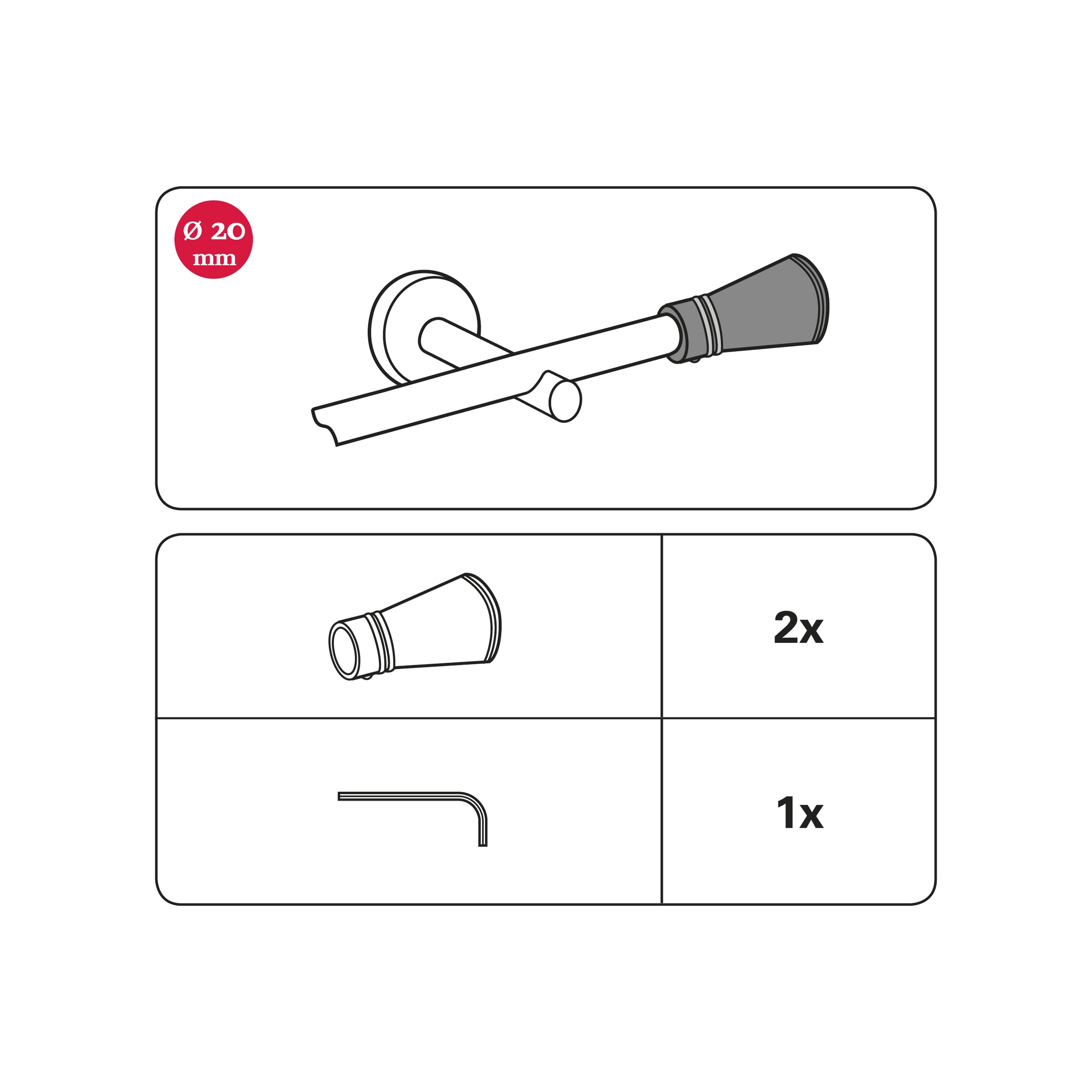 GARDINIA Gardinenstangen-Endstück »Siro«, (2 St.), Serie Einzelprogramm  Chicago Ø 20 mm im OTTO-Shop