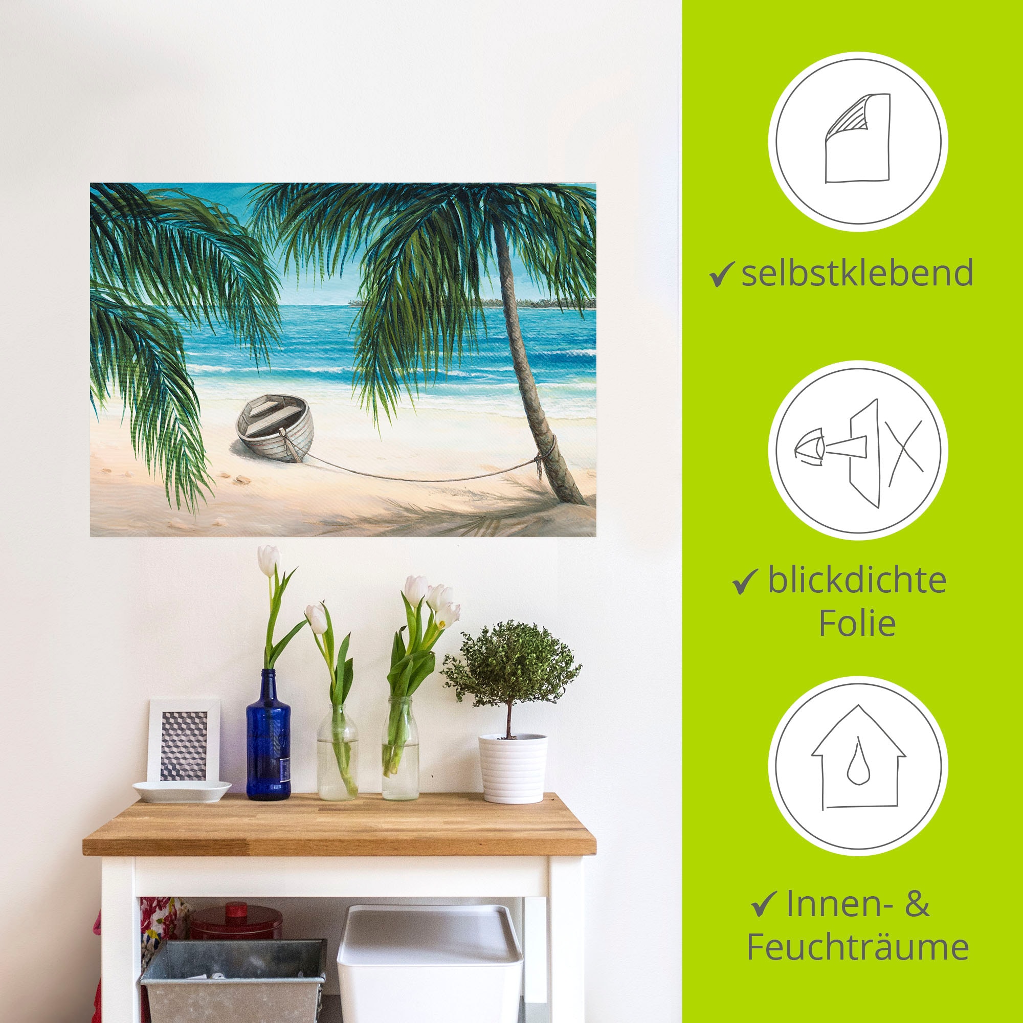 Artland Wandfolie »Karibik«, Strand, (1 St.), selbstklebend