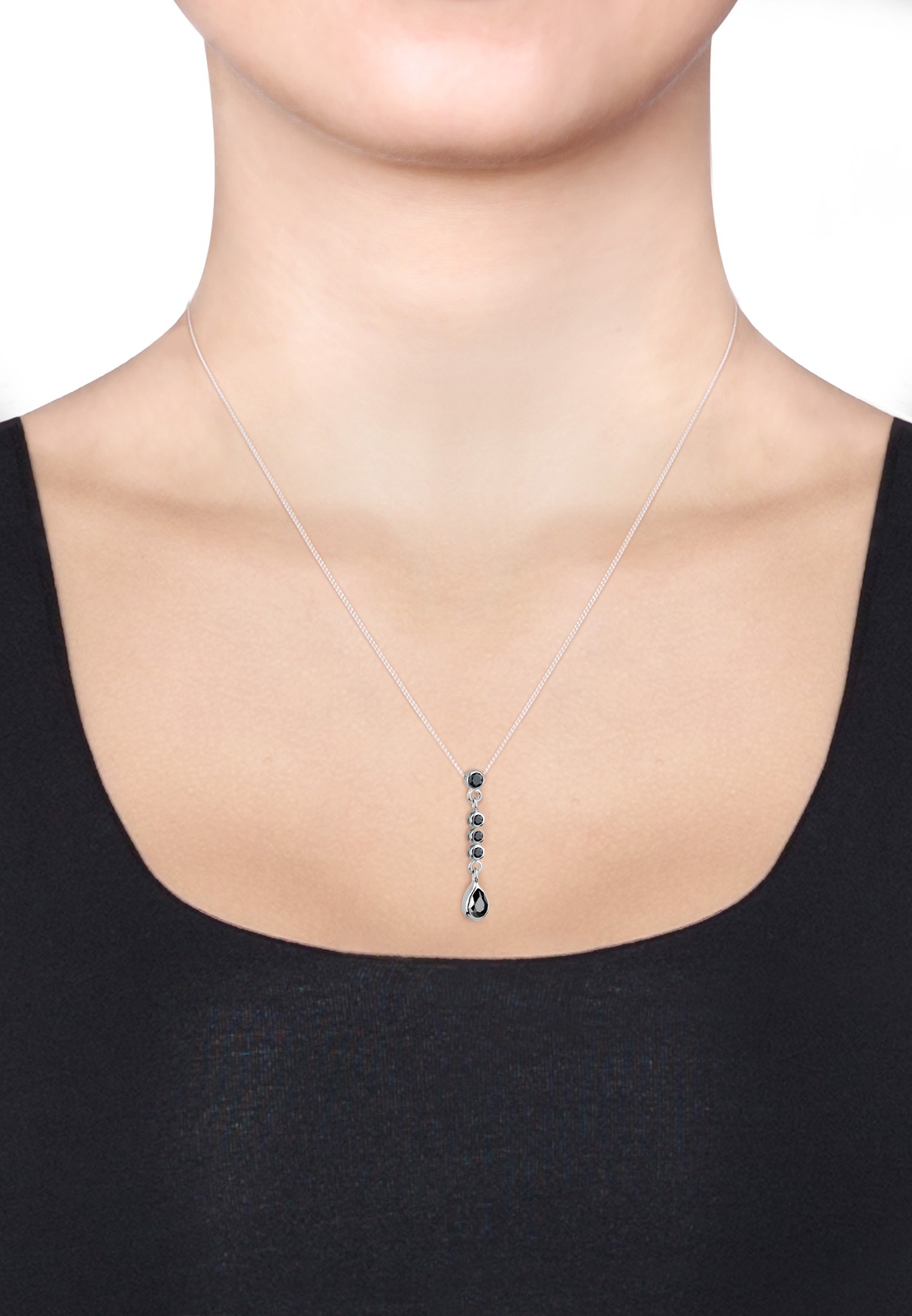 Elli Ohrring und Ketten Set »Schmuckset Paar Stecker und Anhänger mit Zirkonia in schwarz«