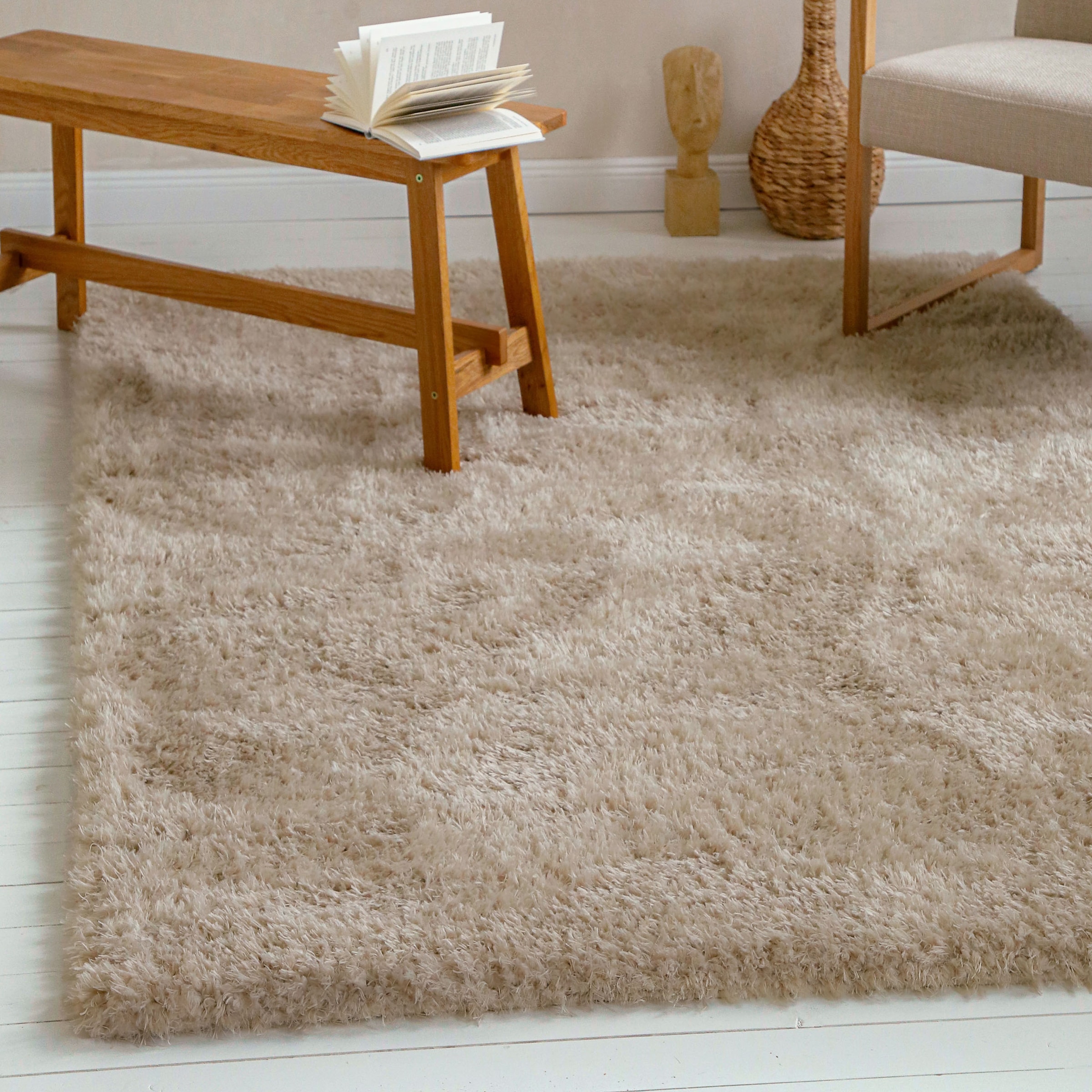 OTTO home Hochflor-Teppich »Josetta , auch als Läufer erhältlich« rechteckig 50 mm Höhe Langflor, Shaggy, dichter weicher Hochflor, uni farben, Wohnzimmer