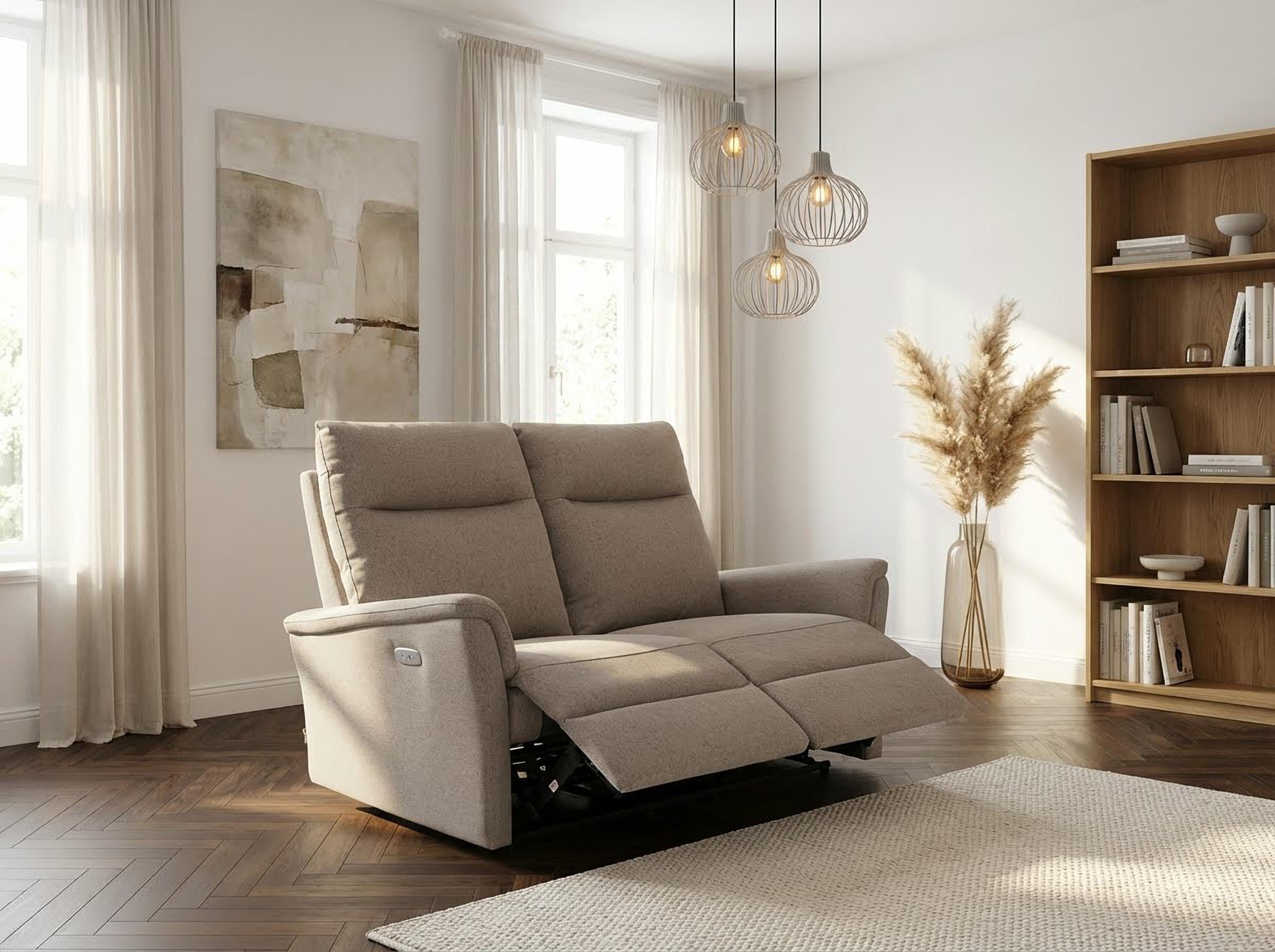 Home affaire 2-Sitzer »FINNARA,2-Sitzer,elelektrische Relaxfunktion in 2 Sitzen, USB A/C« Liegefunktion 105°-135°, Federkern,