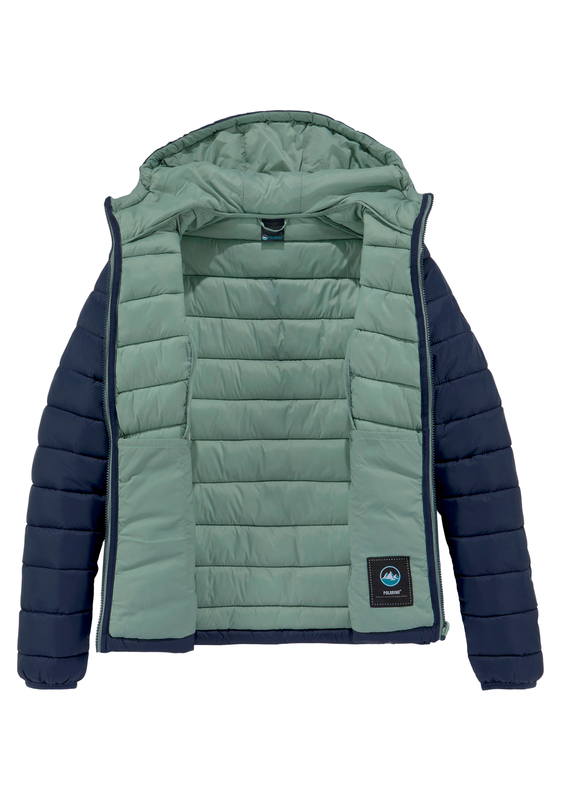 Polarino Steppjacke, mit Kapuze, Übergangsjacke für kühle Tage, aus leichtem Webmaterial