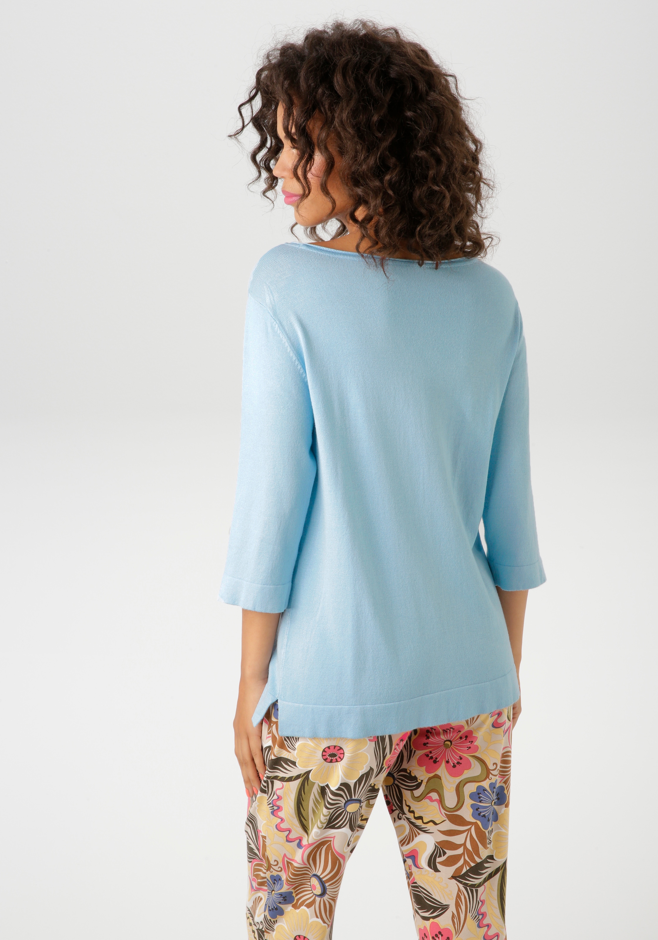 Aniston CASUAL Strickpullover, mit kleinem Schlitz an den 3/4-langen Ärmeln