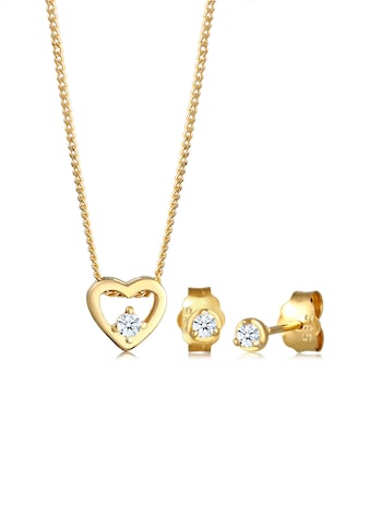 Elli DIAMONDS Schmuckset »Herz Liebe Solitär Diamant (0.09ct.) 585 Gelbgold« kaufen