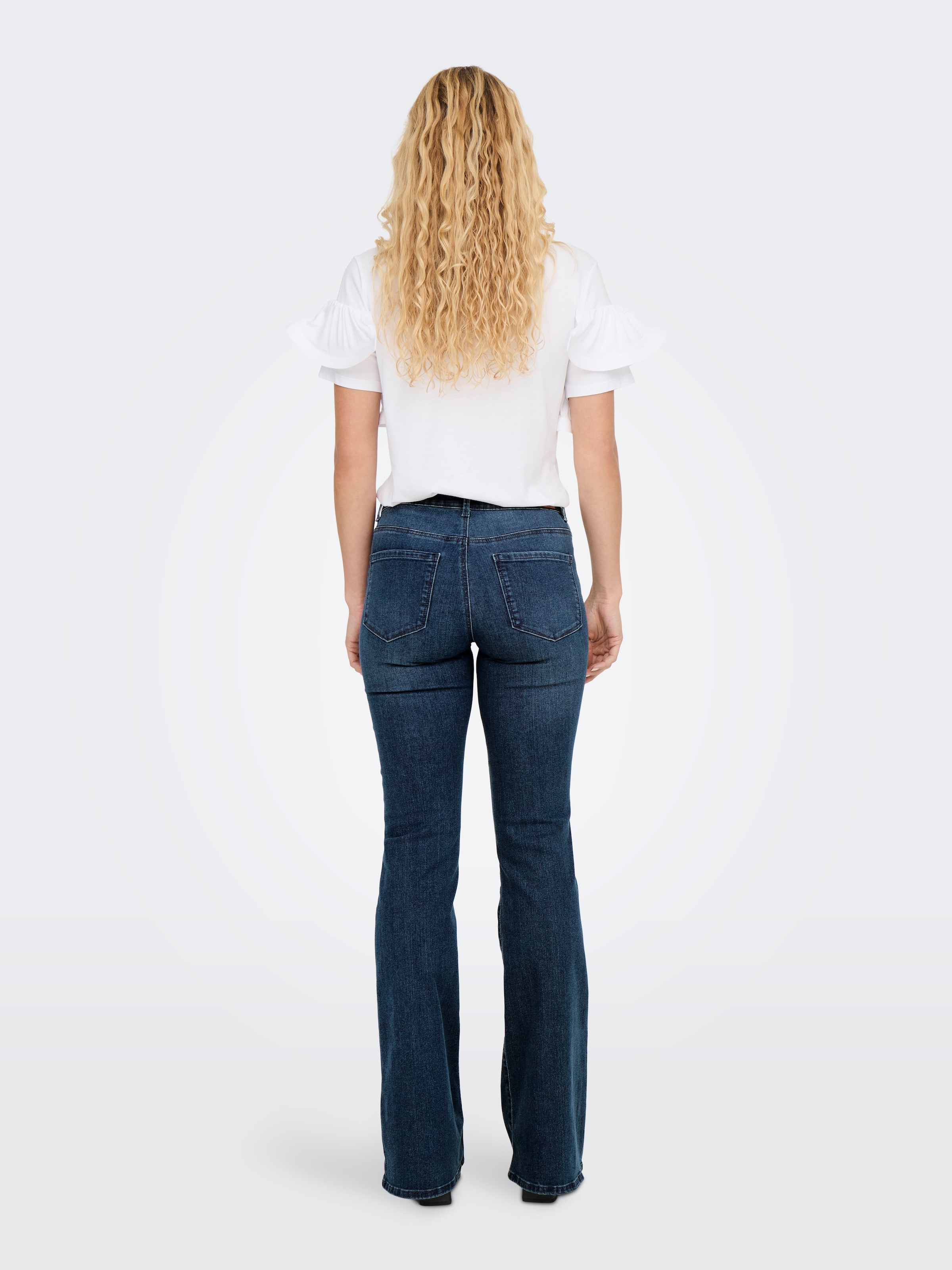ONLY Bootcut-Jeans »ONLLUSH MW RETRO FLARED DNM« Materialmix, bootcut fit, Regular Waist, 
Retro-Fit
