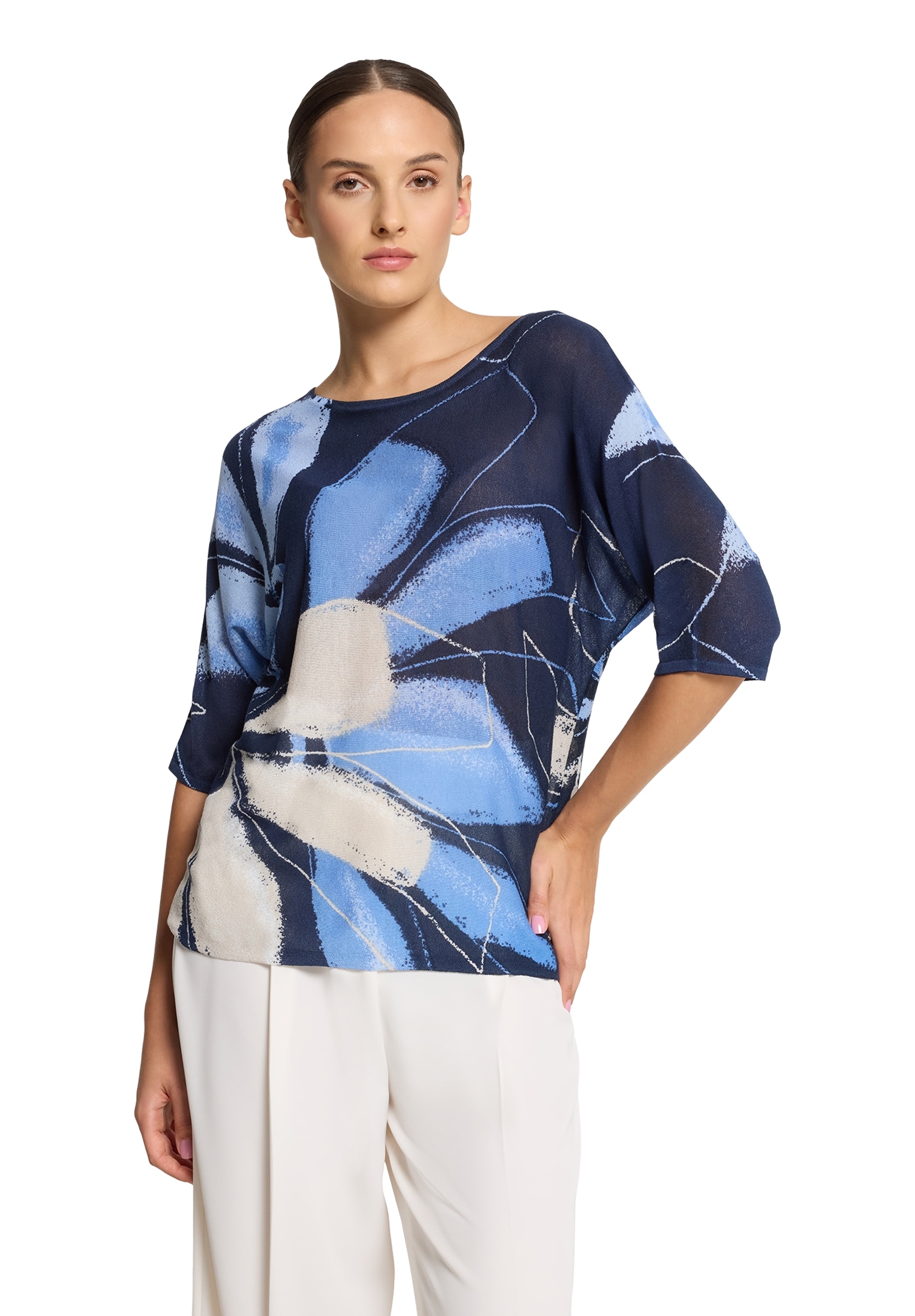 Betty&Co Rundhalspullover »Feinstrickpullover mit Print«