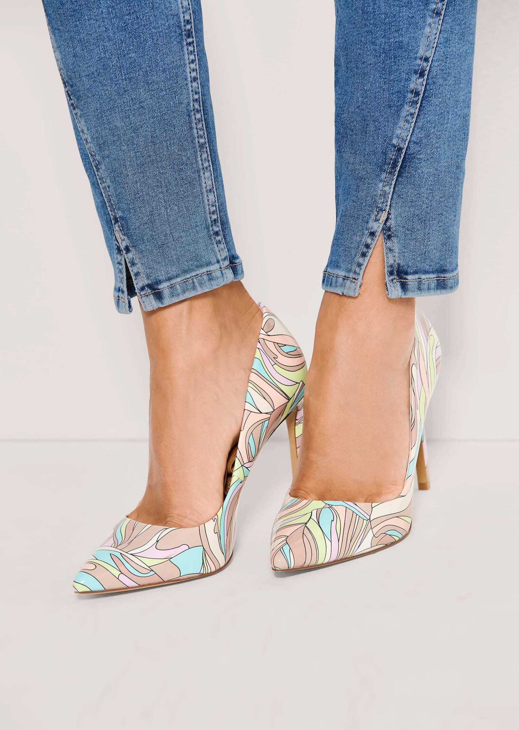 MADELEINE Regular-fit-Jeans »Jeans Skinnyjeans mit asymmetrischer Naht« Schlitz