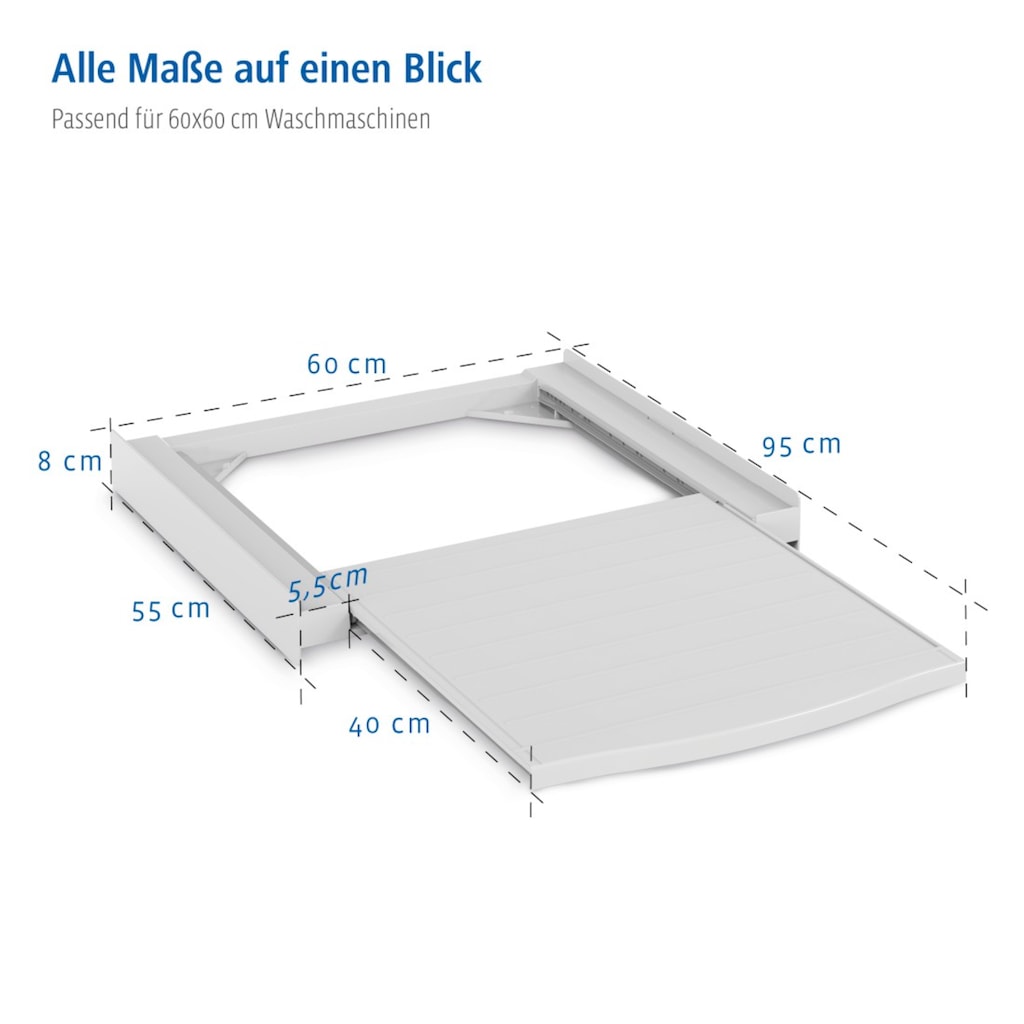 Xavax Zwischenbaurahmen »für Waschmaschinen und Trockner mit Zurrgurt, Ablage«