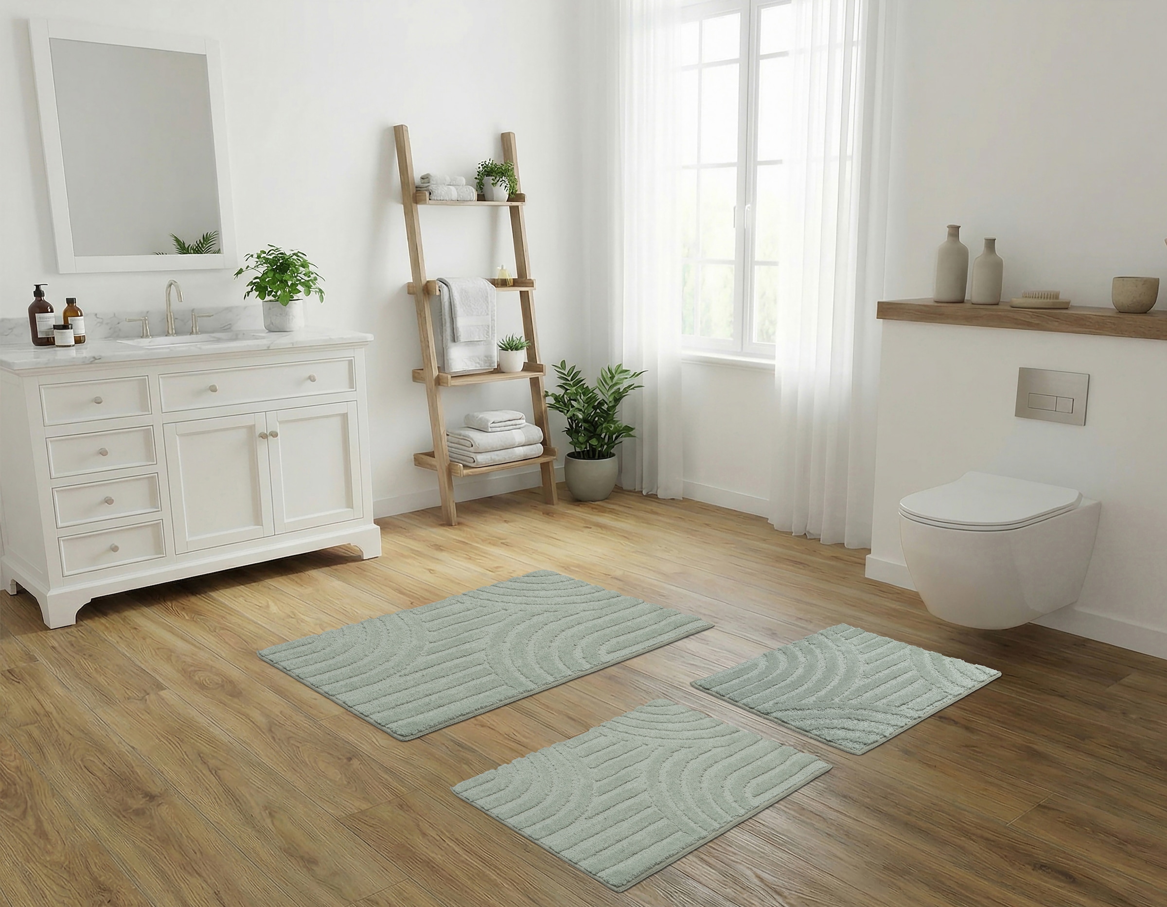 OTTO home Badematte »Regona Scandi, Badvorleger, Badezimmer Teppich, Duschvorleger« Höhe 10 mm rutschhemmend beschichtet strapazierfähig Badteppich, Uni Farben, Hoch-Tief-Effekt, modernes Muster, Zen