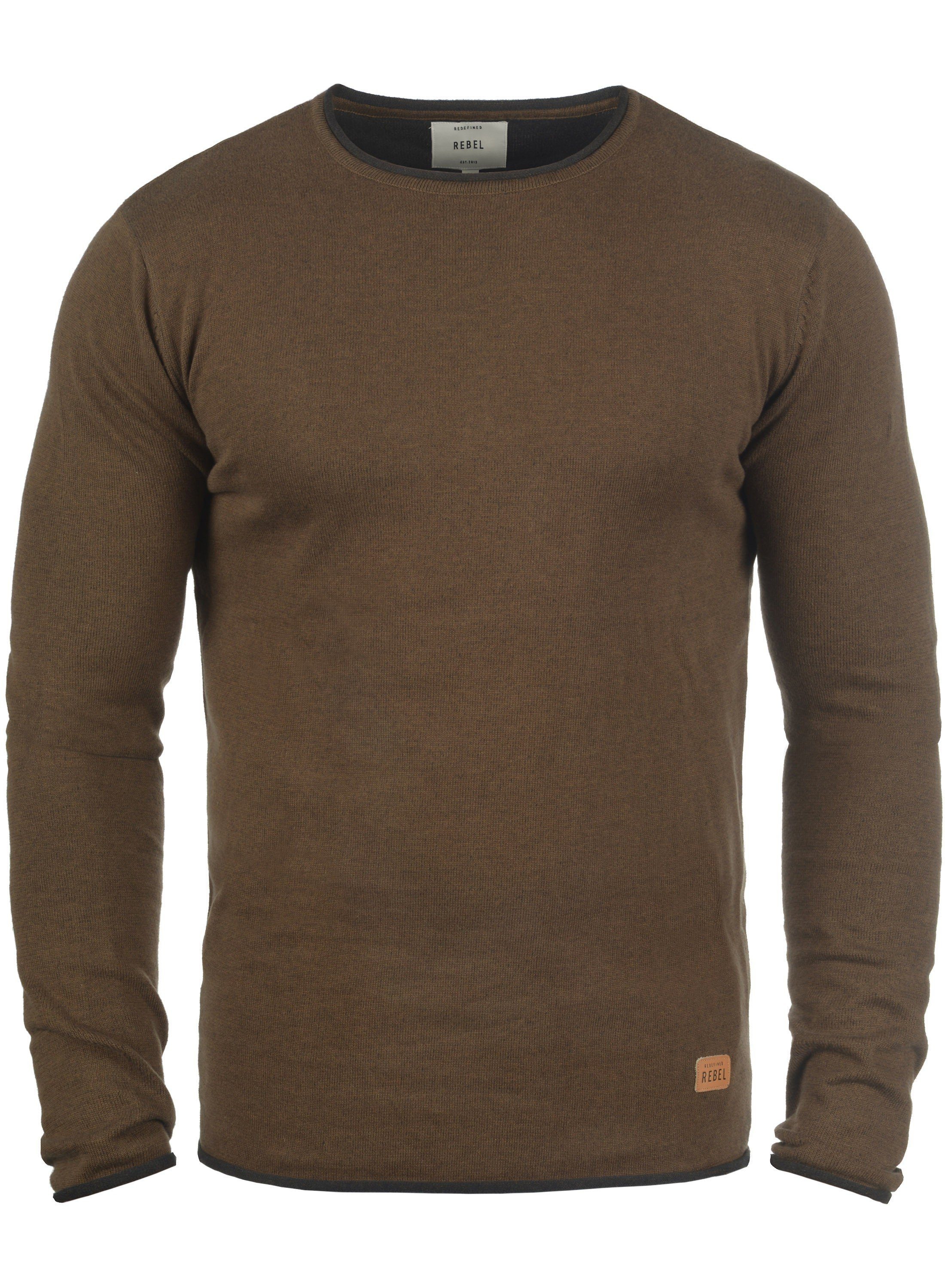 REDEFINED REBEL Strickpullover »Maison«, Strickpulli mit farblich abgesetzten Rollkanten