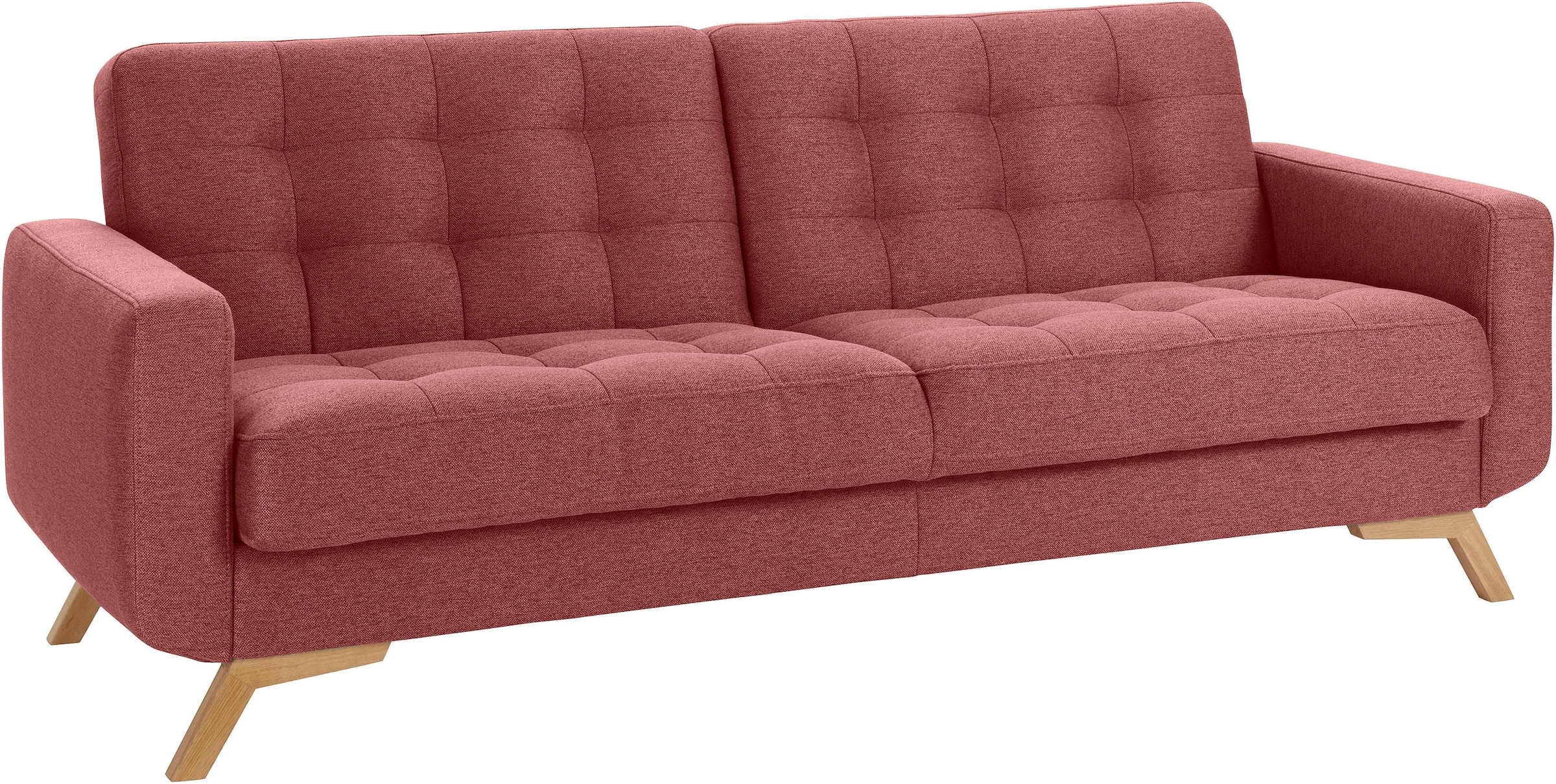 exxpo - sofa fashion 3-Sitzer »Fiord, aktuelles Design, tolle Detailverarbeitung im Sitz und Rücken«, bequem, wahlweise Kippcouch mit Bettfunktion und Bettkasten, Holzfuß