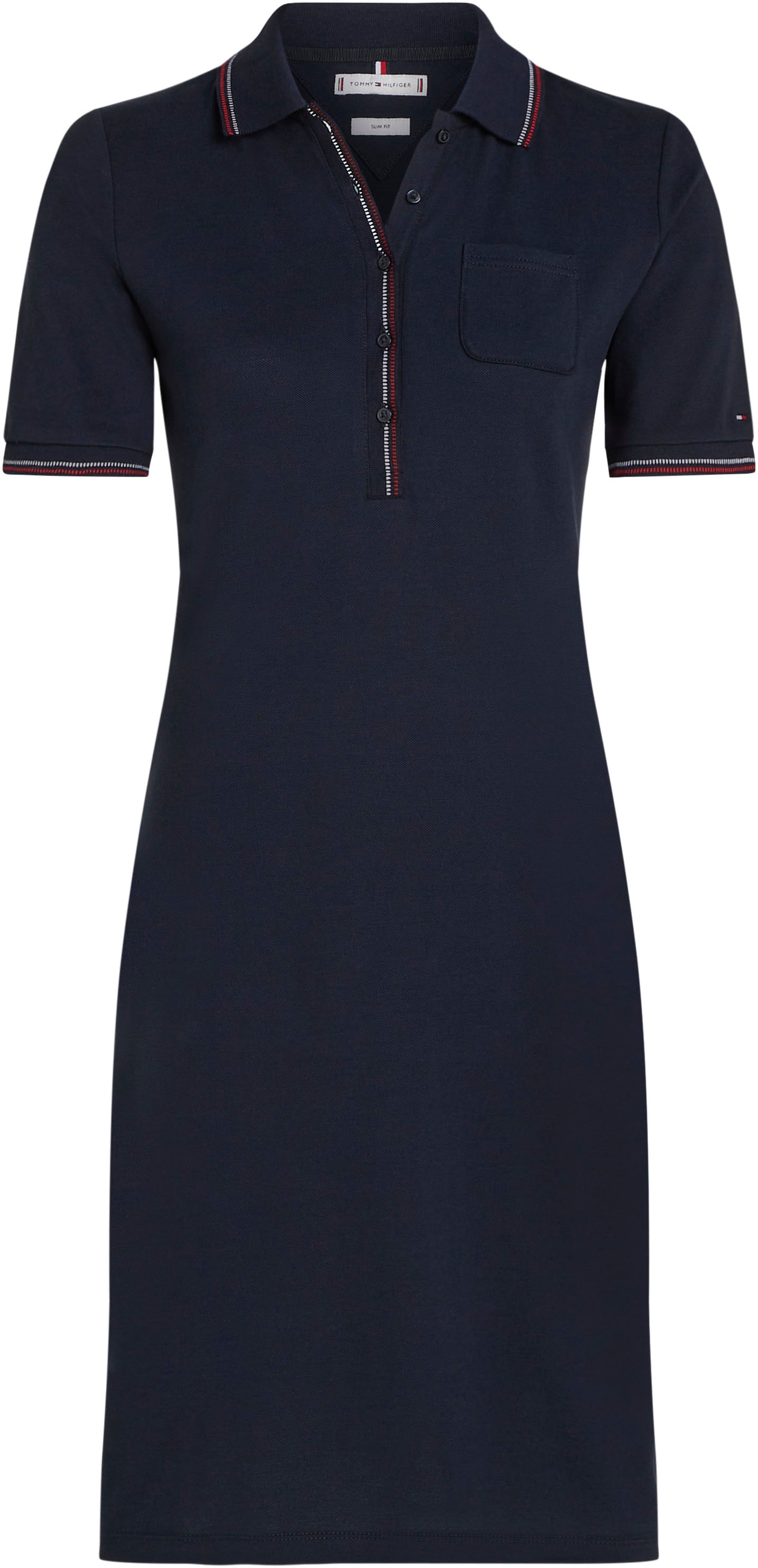 Tommy Hilfiger Polokleid »SLIM RWB TIPPING POLO 1/2SLV DRS«, mit Logostickerei