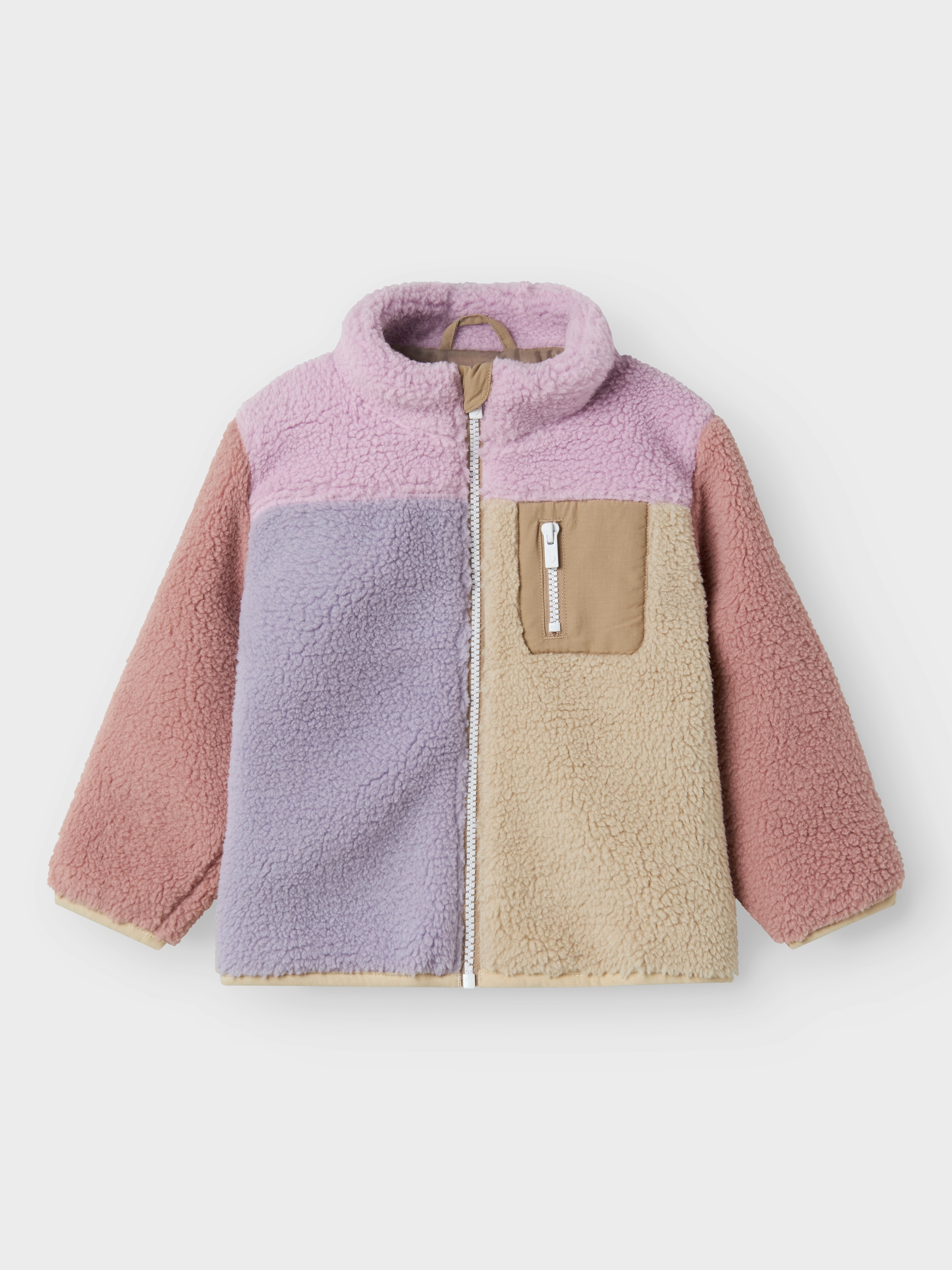 Name It Fleecejacke »NMFMONICA TEDDY JACKET BLOCK«, ohne Kapuze