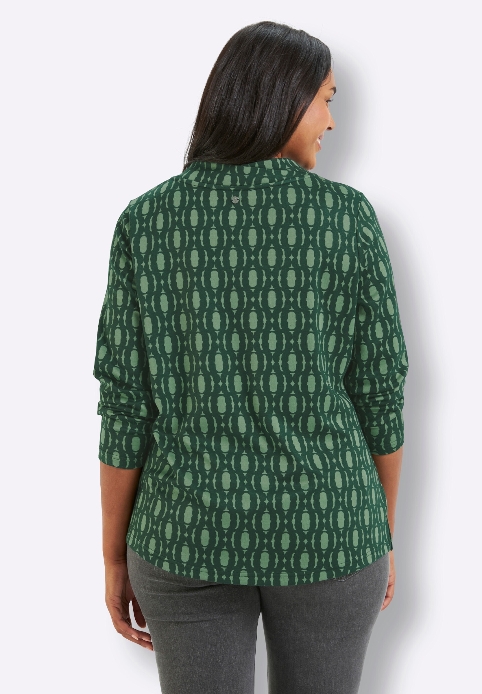 Sheego Sweatshirt »Jacquard-Shirt Langarmshirt mit Jacquard-Muster«
