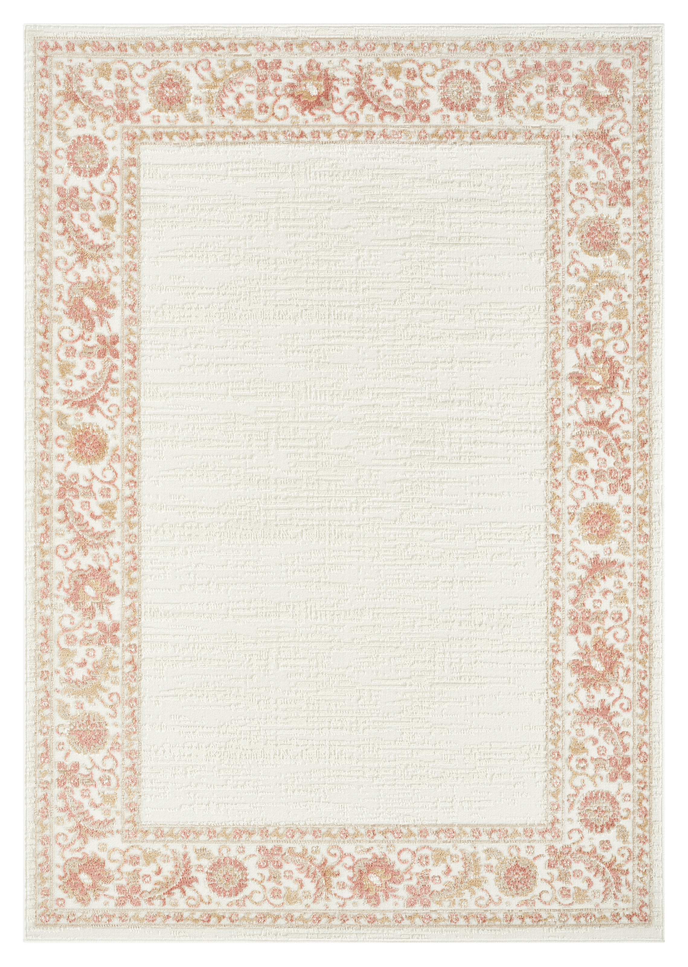 OTTO home Teppich »Fennia, Blumen-Motiv, Orient-Optik« rechteckig 7 mm Höhe Hoch-Tief, Bordüre, Floral, meliert, Wohnzimmer, Schlafzimmer