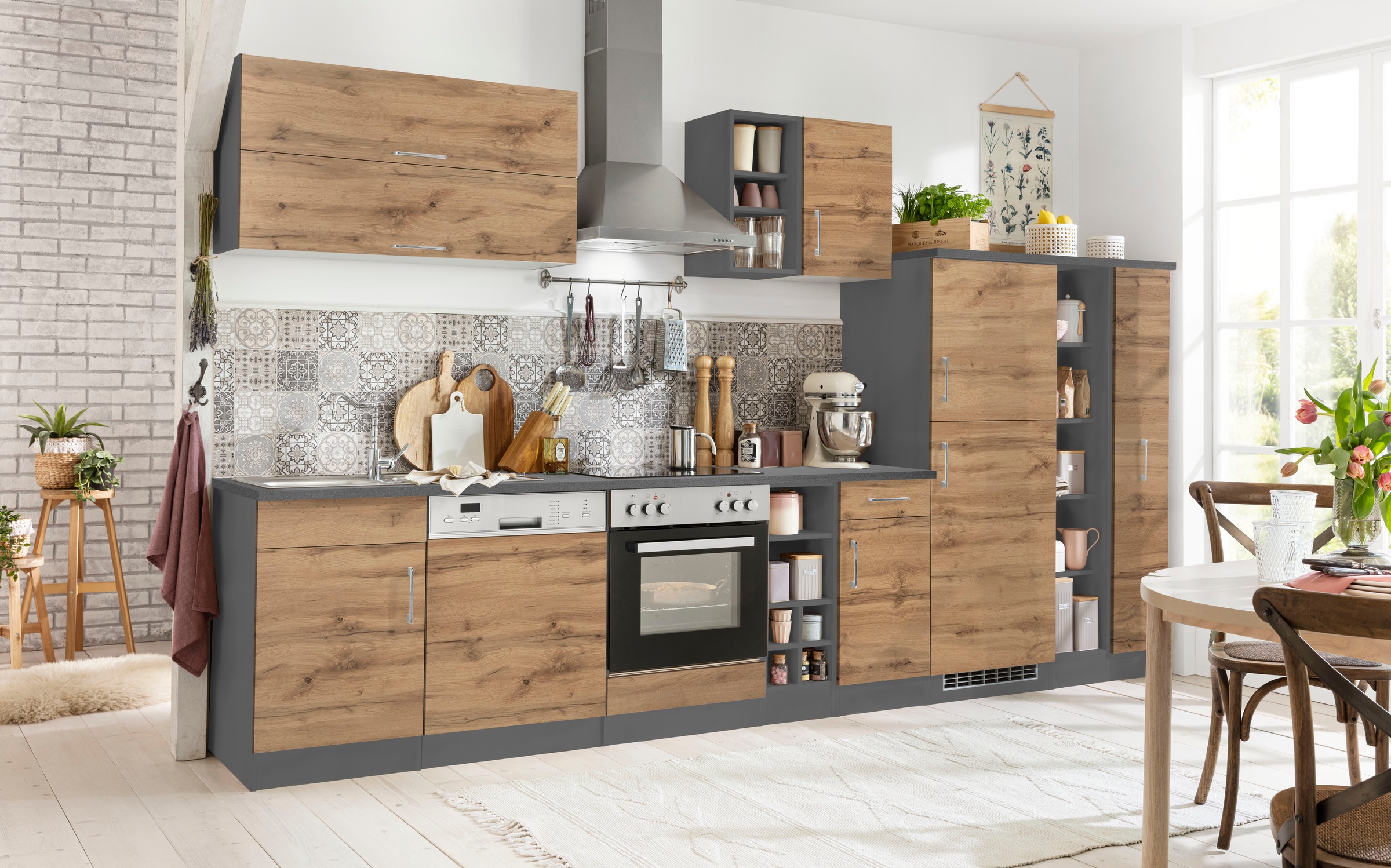 KOCHSTATION Küchenzeile »KS-Colmar« ohne E-Geräte, Breite 360 cm